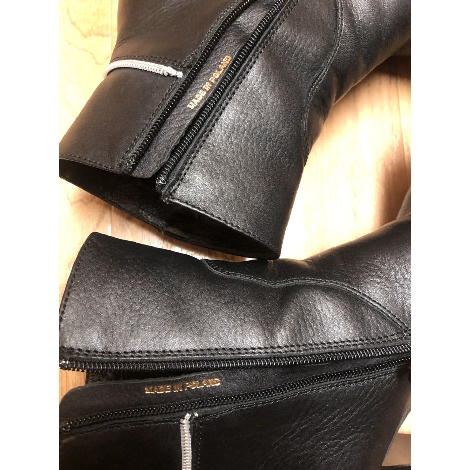 Vintage VITALIA Womens Leather Heel Boots Euro Size 40-US Size 9.5 - Black - Leather - Zipper - Boot - Biker - 40 - US9.5 - Womens - Vitalia - Boots Size US 10 / IT 40 - 3 Thumbnail