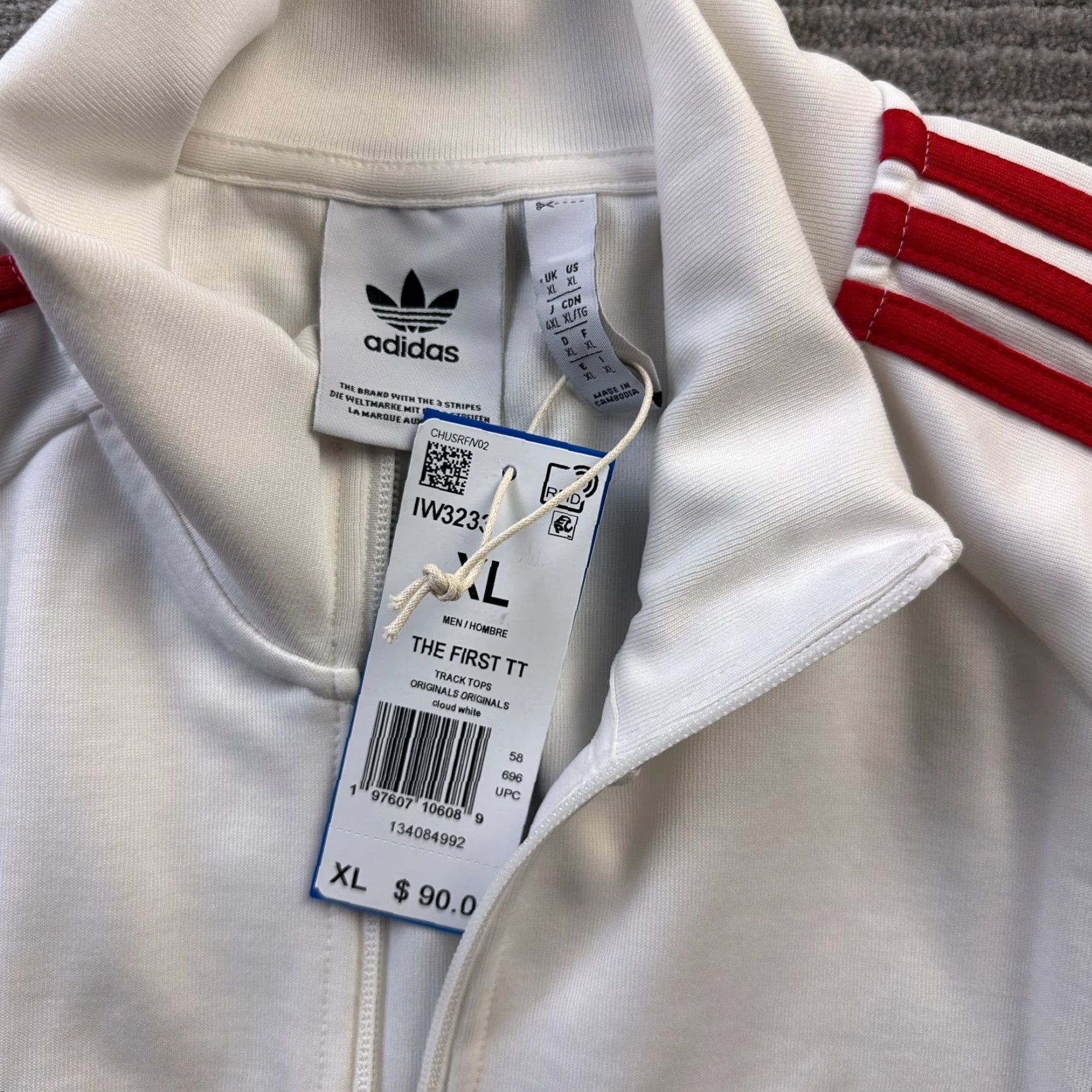 Adidas Adidas Jacket Mens XL White Red Originals Trefoil Firebird Track SST TT Full Zip Size US XL / EU 56 / 4 - 7 Thumbnail
