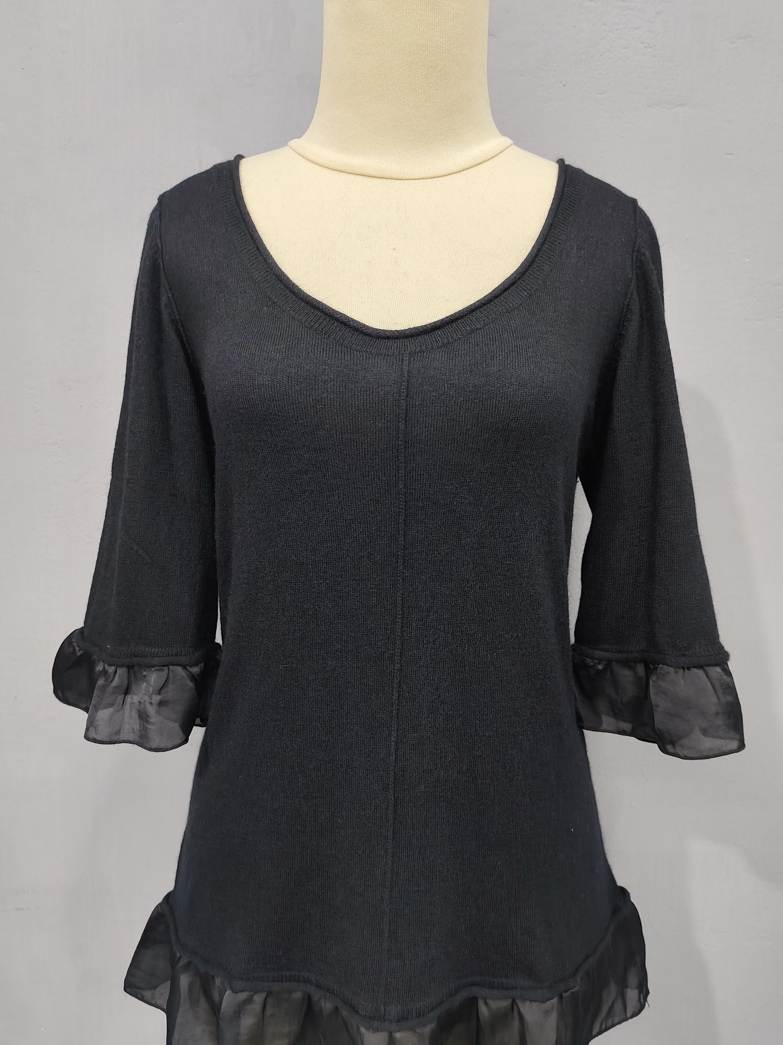 BEAUTY&YOUTH Beauty & Youth- Gothic Minimal Frill Knit Top Fairy Grunge Size M / US 6-8 / IT 42-44 - 3 Thumbnail
