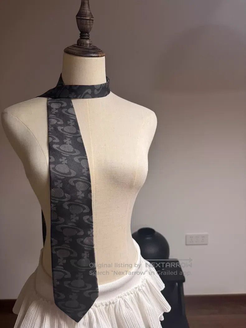 Vivienne Westwood Vivienne Westwood Black Saturn Printed Tie Ribbon Size ONE SIZE - 2 Thumbnail