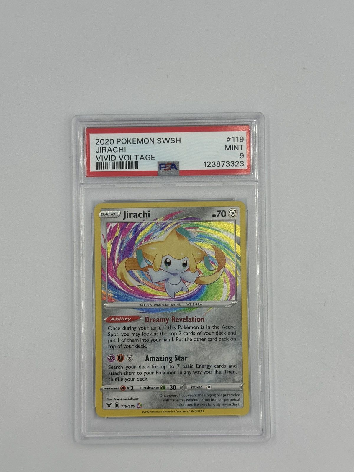 Pokemon 2020 Pokemon SWSH Jirachi Vivid Voltage 119 PSA Graded 9 Size ONE SIZE - 1 Thumbnail