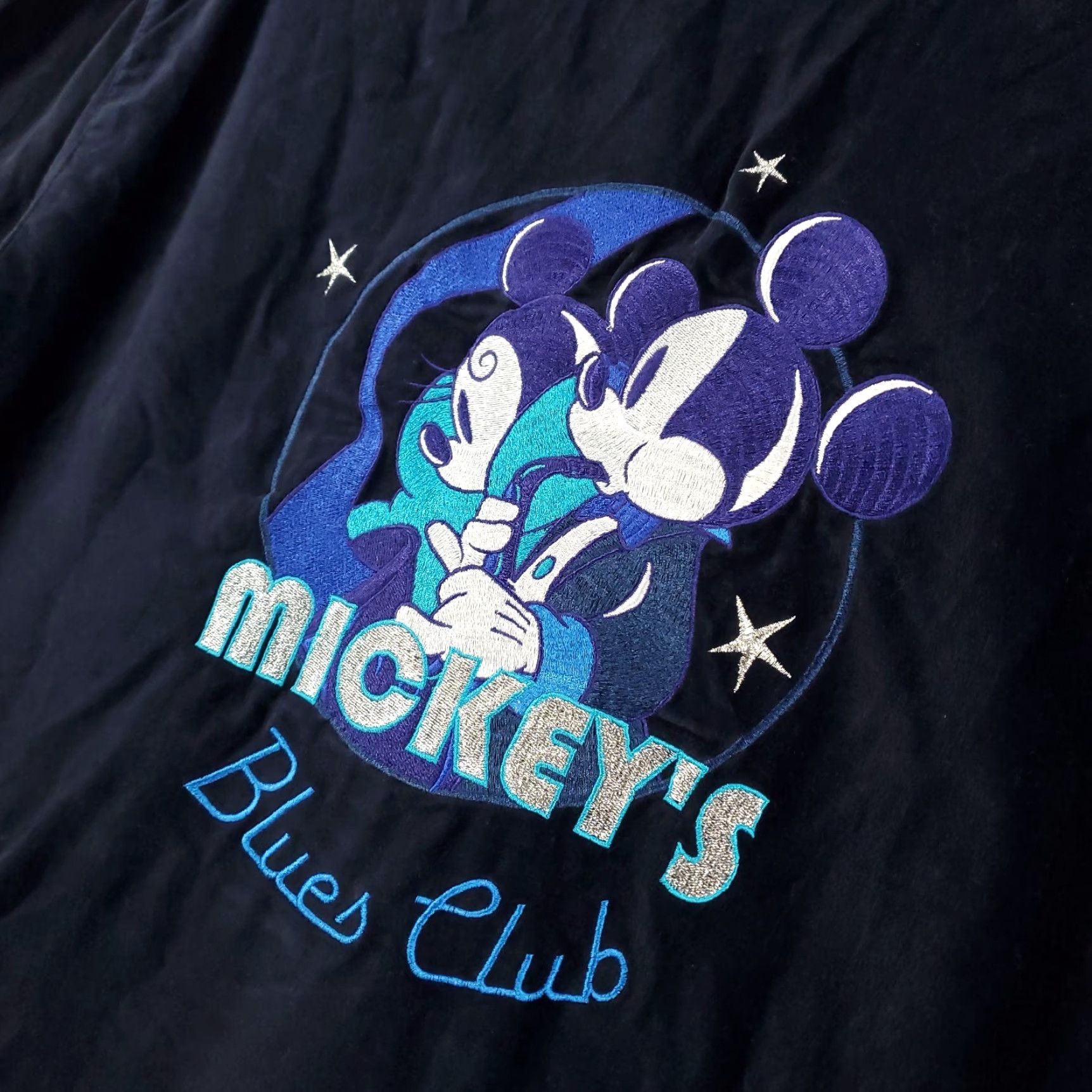 Disney Womens Disney Velvet Shirt Button-Up Blue Mickey Minnie Cartoon Graphic Print Collared Long Sleeve Size S / US 4 / IT 40 - 2 Thumbnail