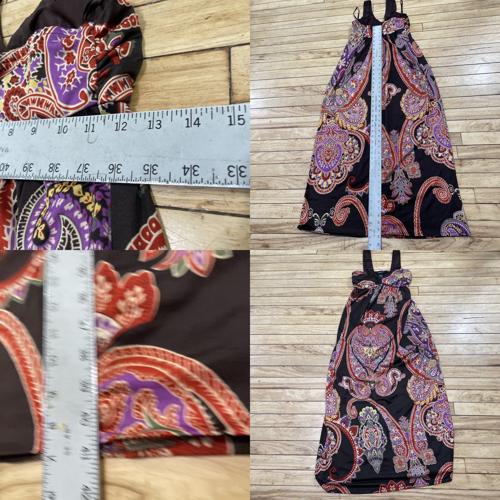 Paige VINTAGE ALYN PAIGE NY Paisley Maxi Dress Women S Y2k Stretchy Padded Boho Pink Tan Dress Size S / US 4 / IT 40 - 8 Thumbnail