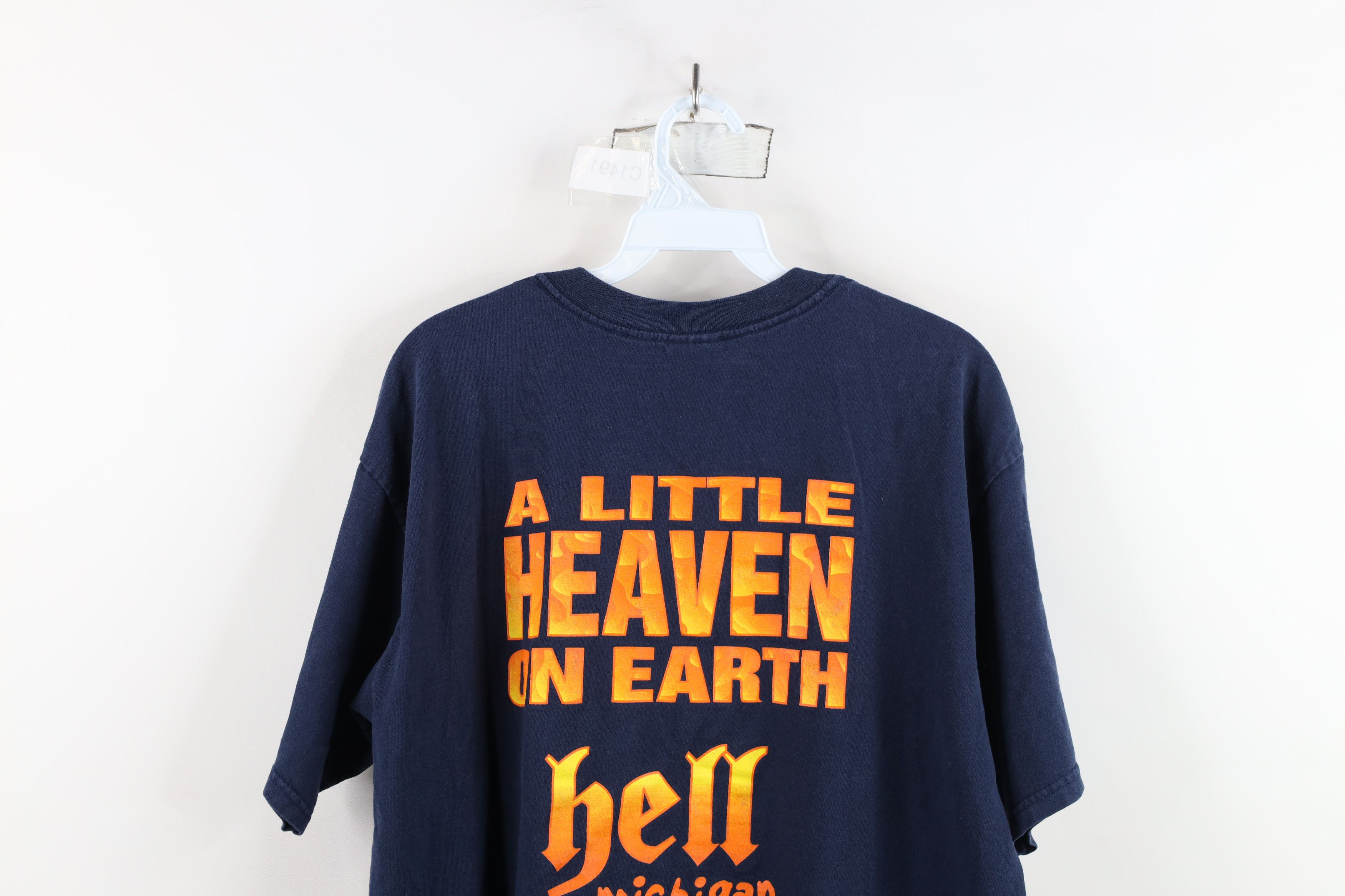 Vintage Vintage Y2K Streetwear Spell Out Hell Michigan T-Shirt Blue Size US L / EU 52-54 / 3 - 12 Thumbnail