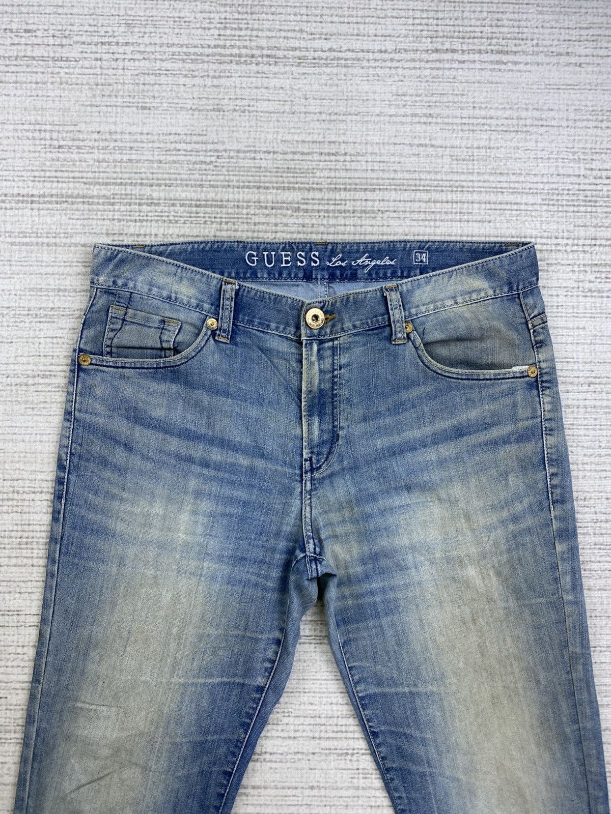 Guess × Vintage Vintage Guess Los Angeles Metal Logo Denim Jeans Size US 31 - 5 Thumbnail