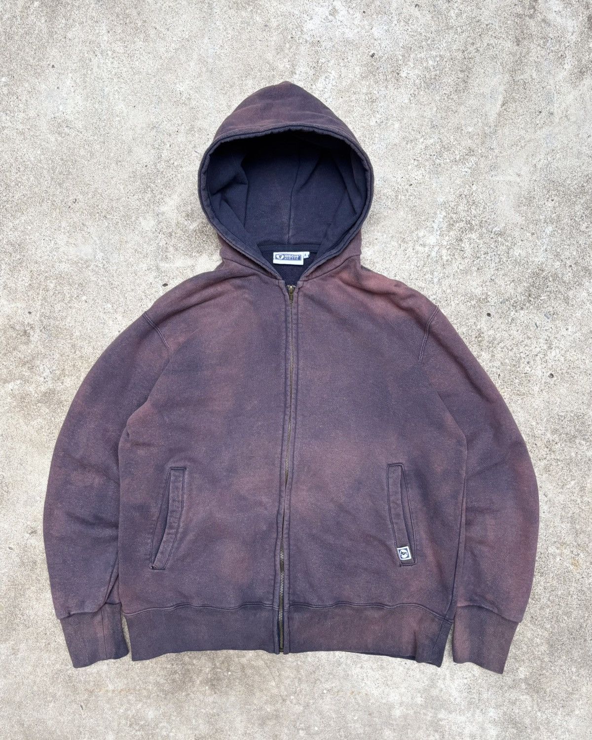 Vintage Faded Thrashed Distressed Discus Zip Hoodie Size US M / EU 48-50 / 2 - 1 Thumbnail