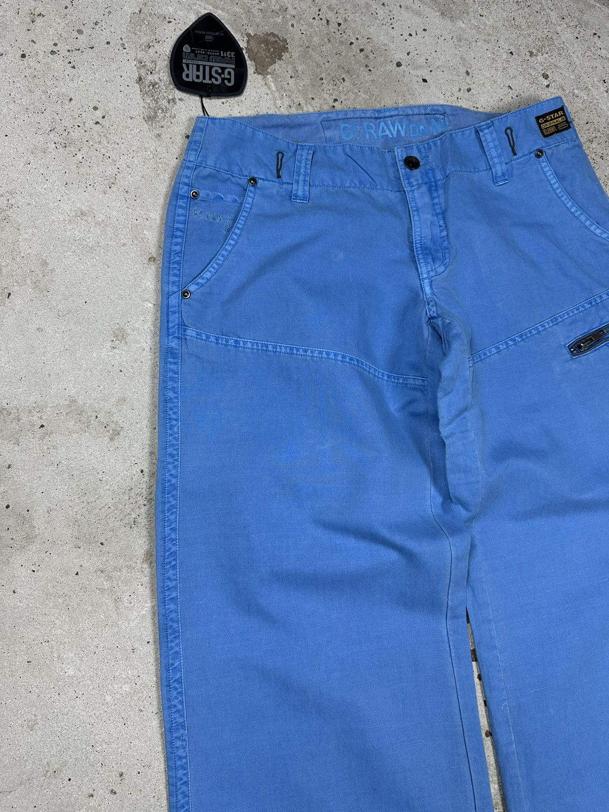 G-Star × Japanese Brand × Vintage Vintage Y2K G Star Raw Baggy Blue Custom Army Pant Zippers Size US 31 - 5 Thumbnail