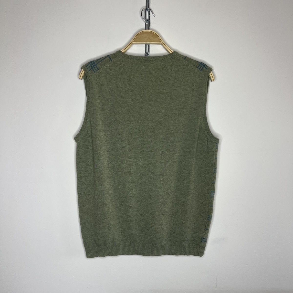 Burberry × Vintage Vintage Burberrys Wool Vest Sweater V-Neck Green Nova Check Size US M / EU 48-50 / 2 - 6 Thumbnail