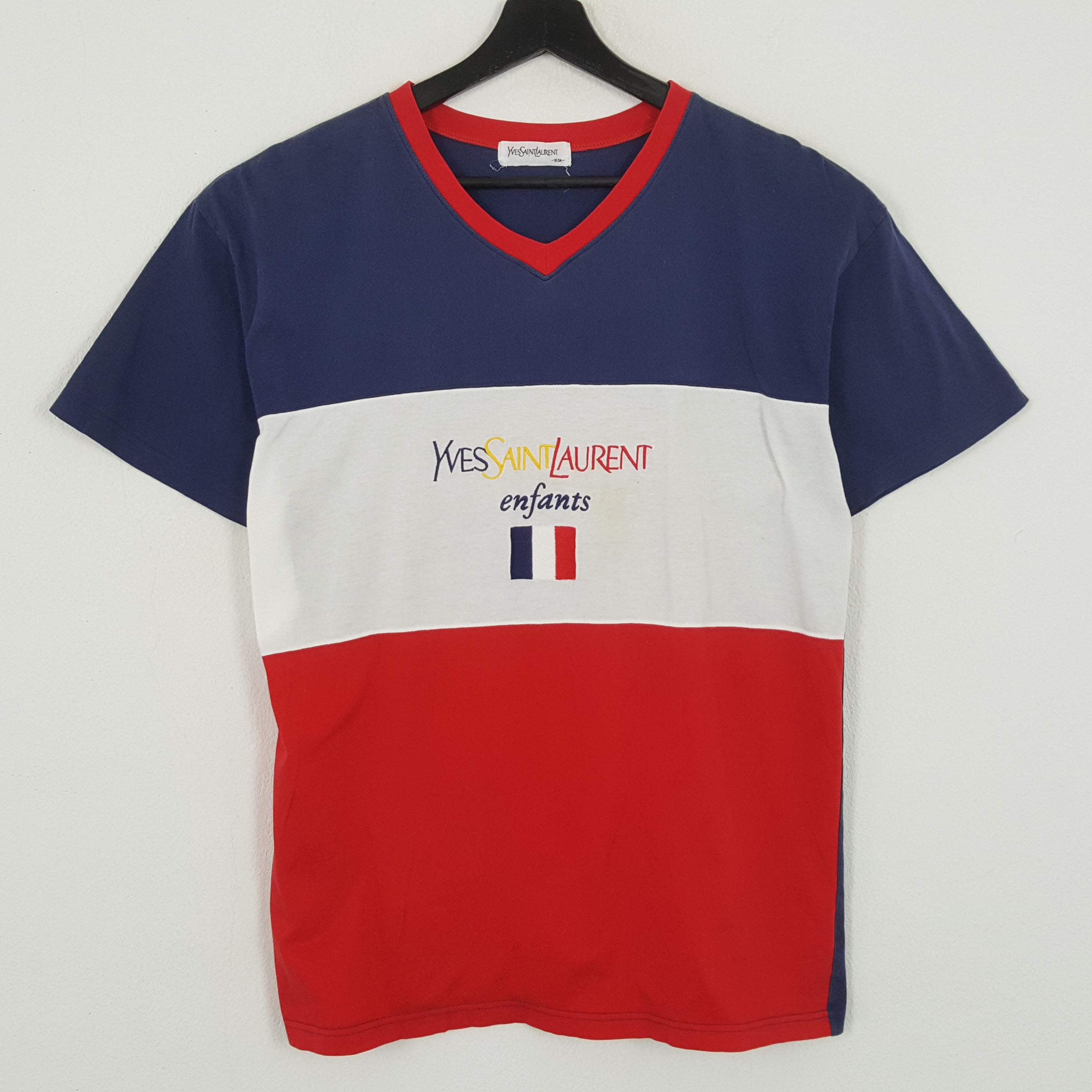 Vintage × Yves Saint Laurent YVES SAINT LAURENT Center Colours Spellout Design Tshirt Size US L / EU 52-54 / 3 - 1 Thumbnail