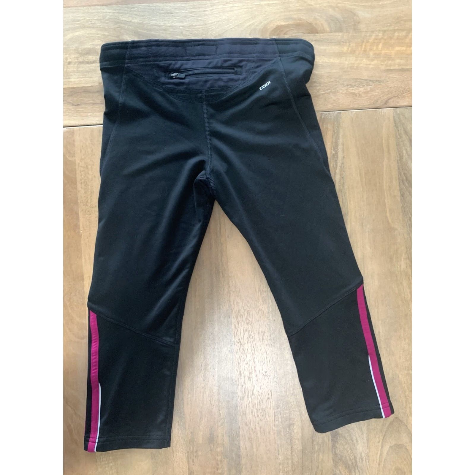 Adidas Adidas Women Performance Clima365 Black Pink Stripes Cropped Yogo Pants Sz S Size 28" / US 6 / IT 42 - 2 Thumbnail