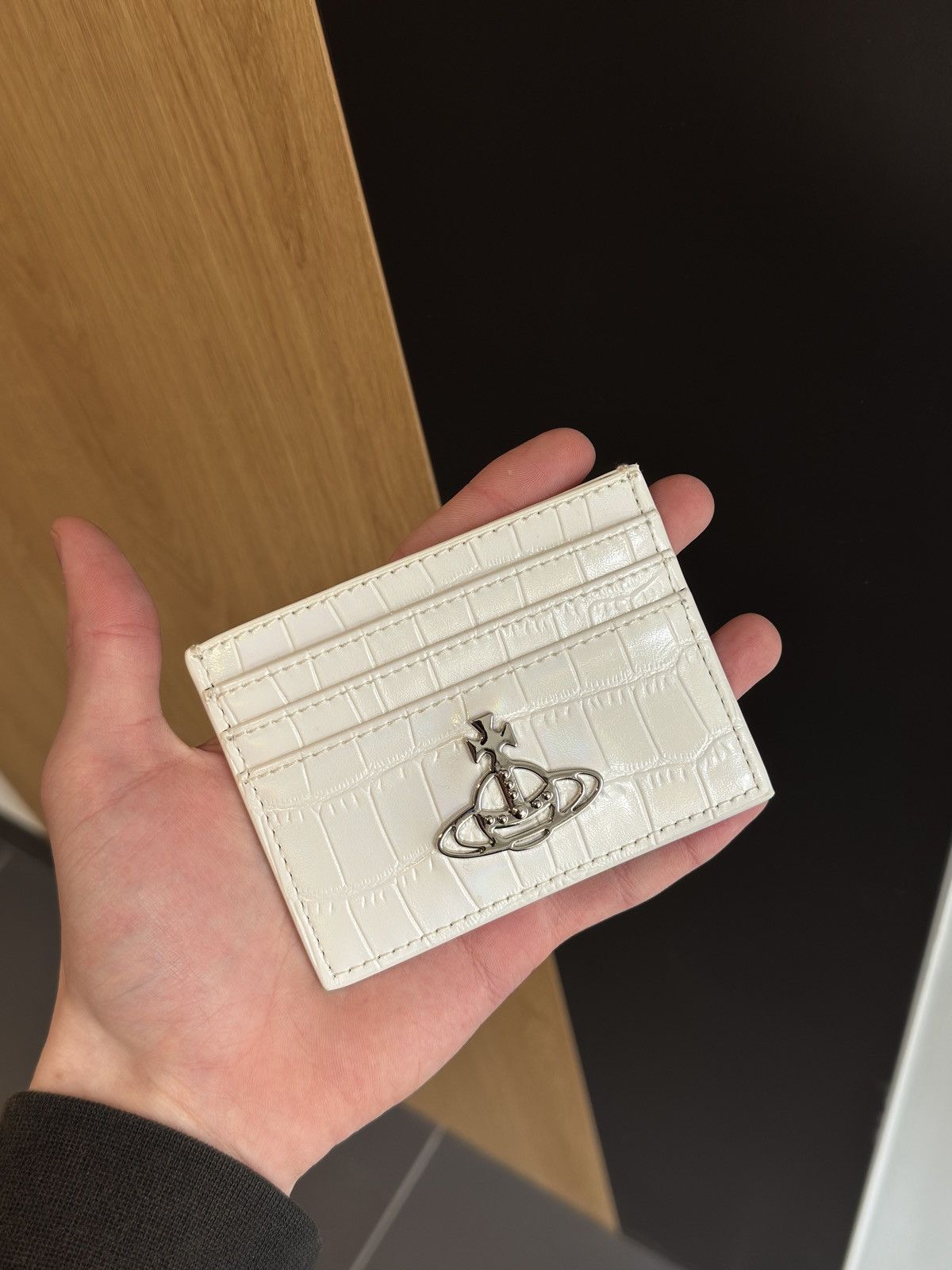 Vivienne Westwood White Croc Leather Card Holder Wallet