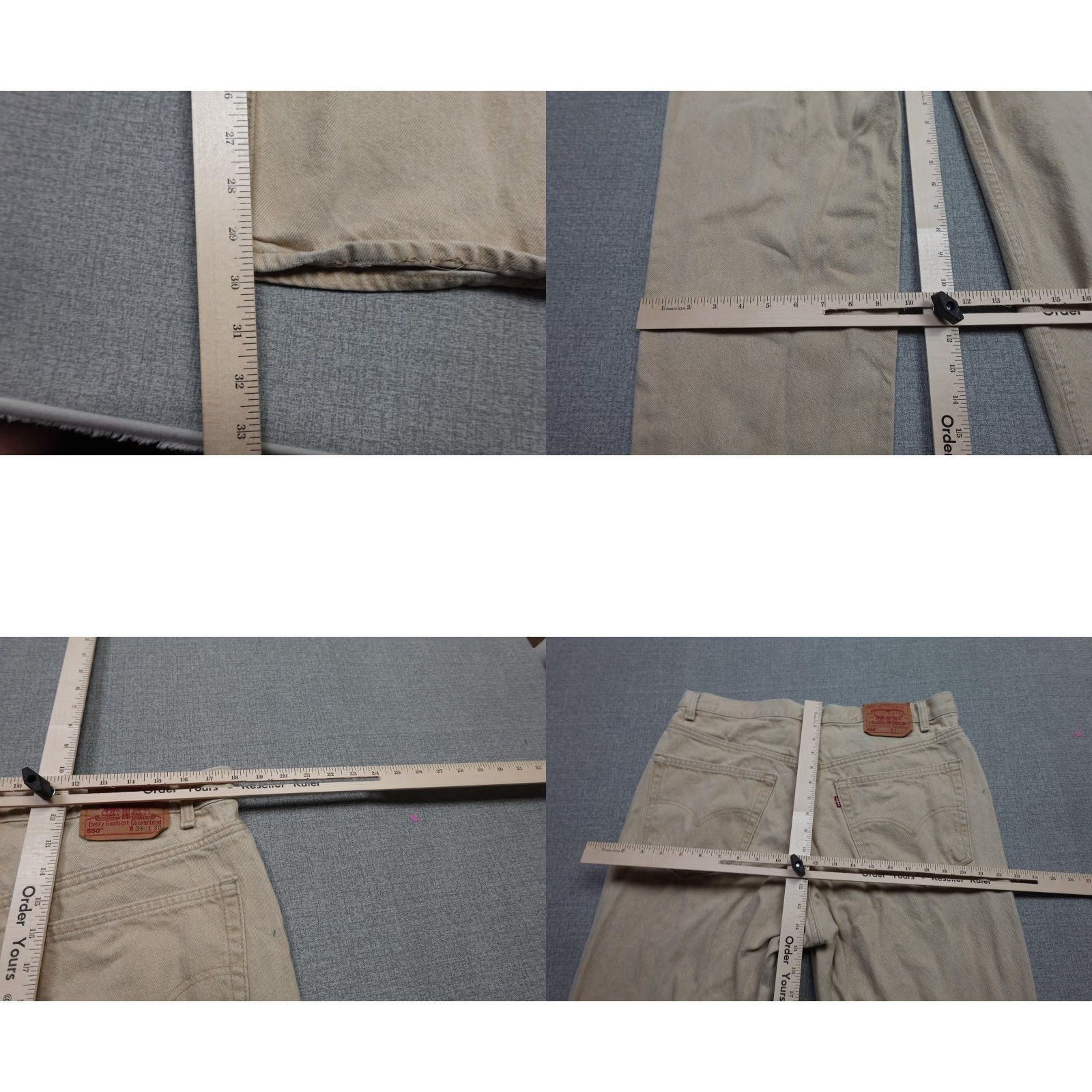 Levi's VINTAGE Levi's 550 Jeans Mens 36x30 Khaki Denim Zip Fly Baggy Relaxed Fit Wide Leg / 550 Jeans - Beige Denim Men’s 36 by 30 Size US 36 / EU 52 - 8 Thumbnail