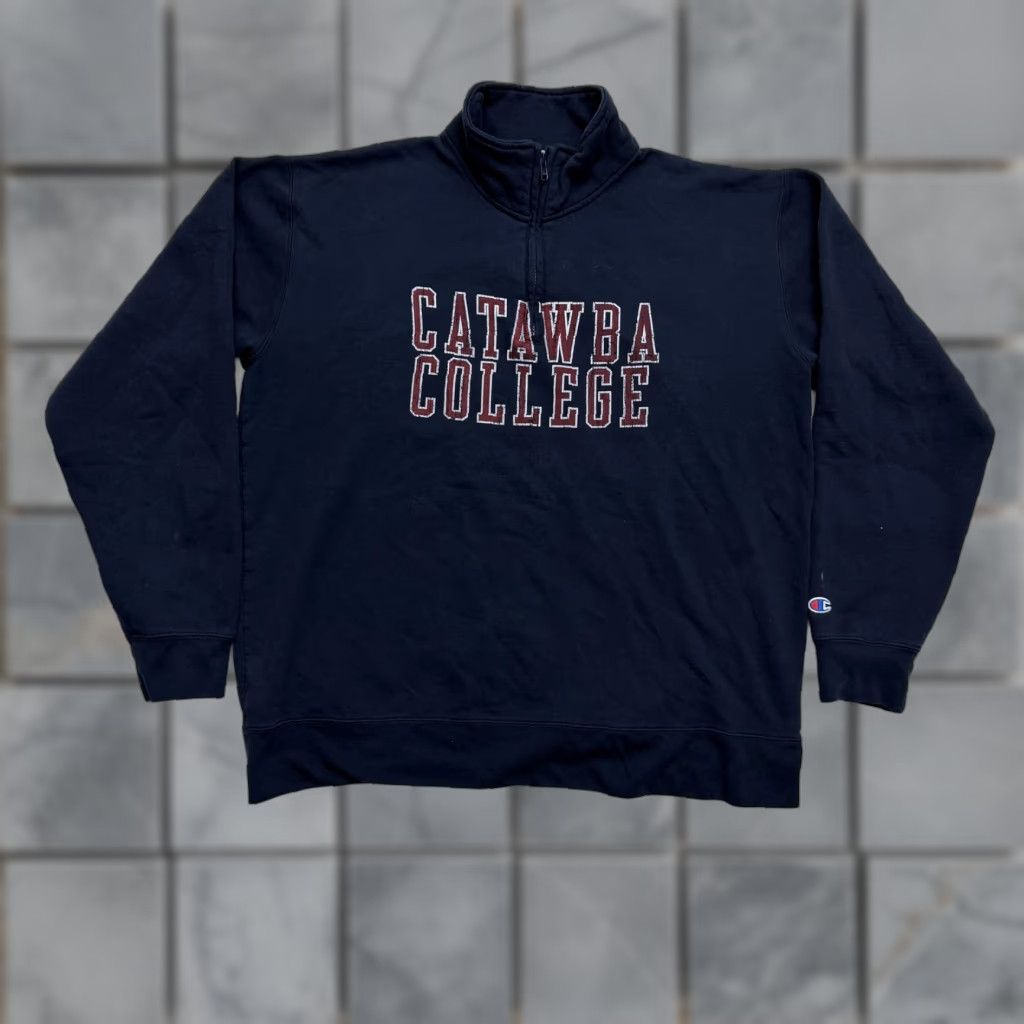 Champion Champion Catawba College Sweatshirt Men XL Blue 1/4 Zip Pullover Gym & Training Logo Graphic Print Shirts Mens Size US XL / EU 56 / 4 - 1 Thumbnail