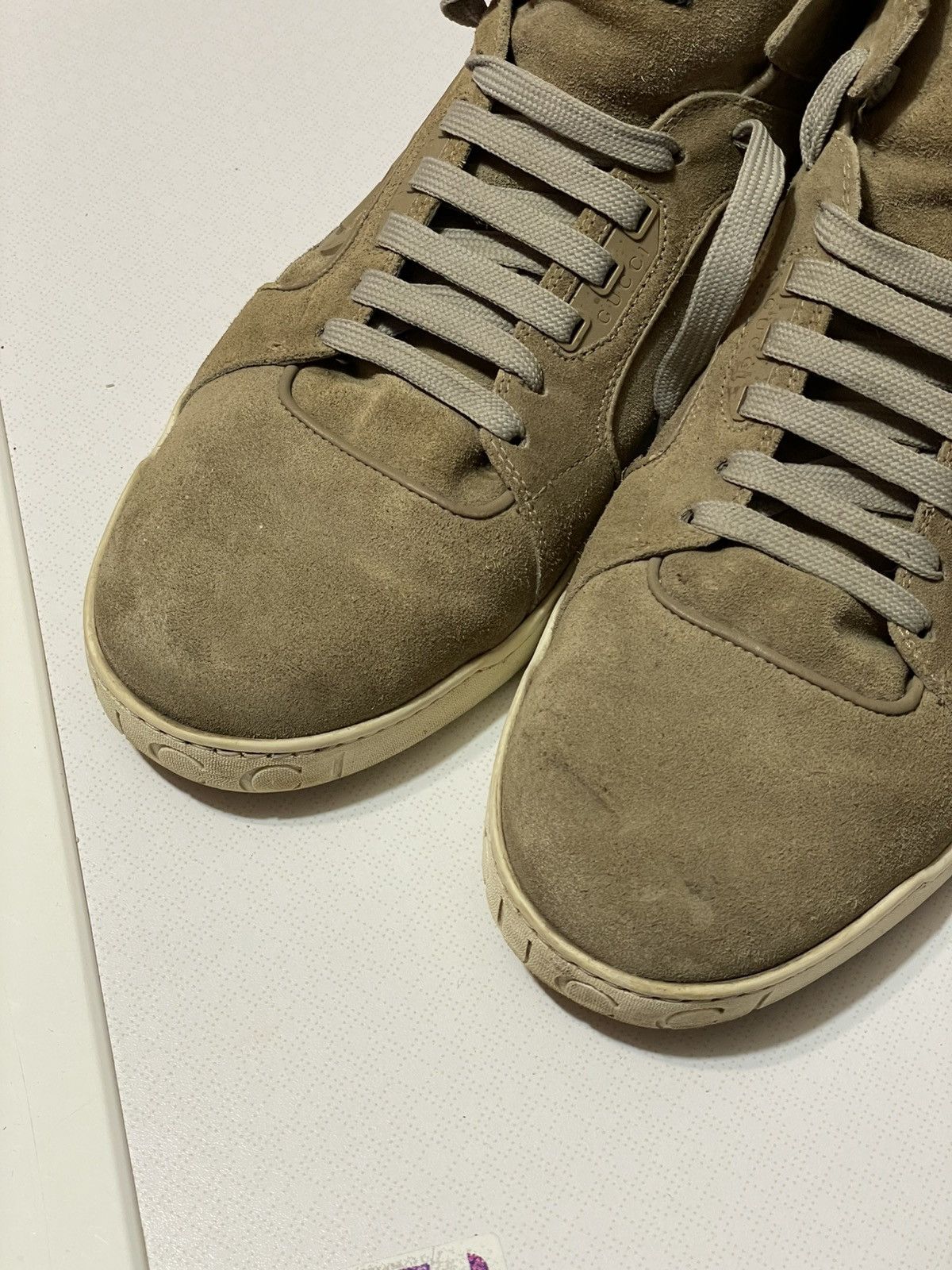 Gucci high-top suede sneakers from the Italian fashion house Gucci Size US 12 / EU 45 - 6 Thumbnail
