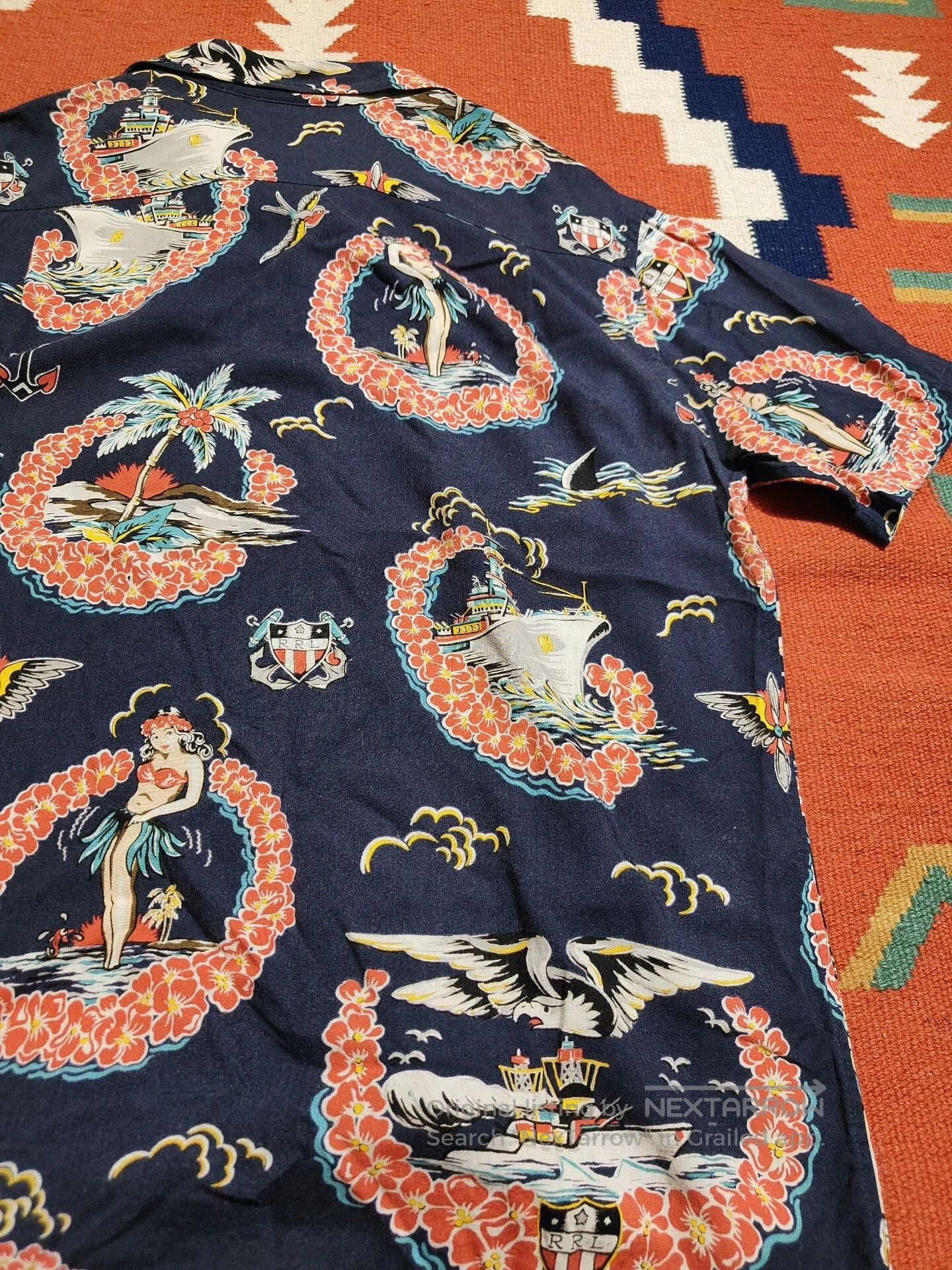 RRL Ralph Lauren RRL Aloha Military Print Short Sleeve Shirt. Size US S / EU 44-46 / 1 - 9 Thumbnail