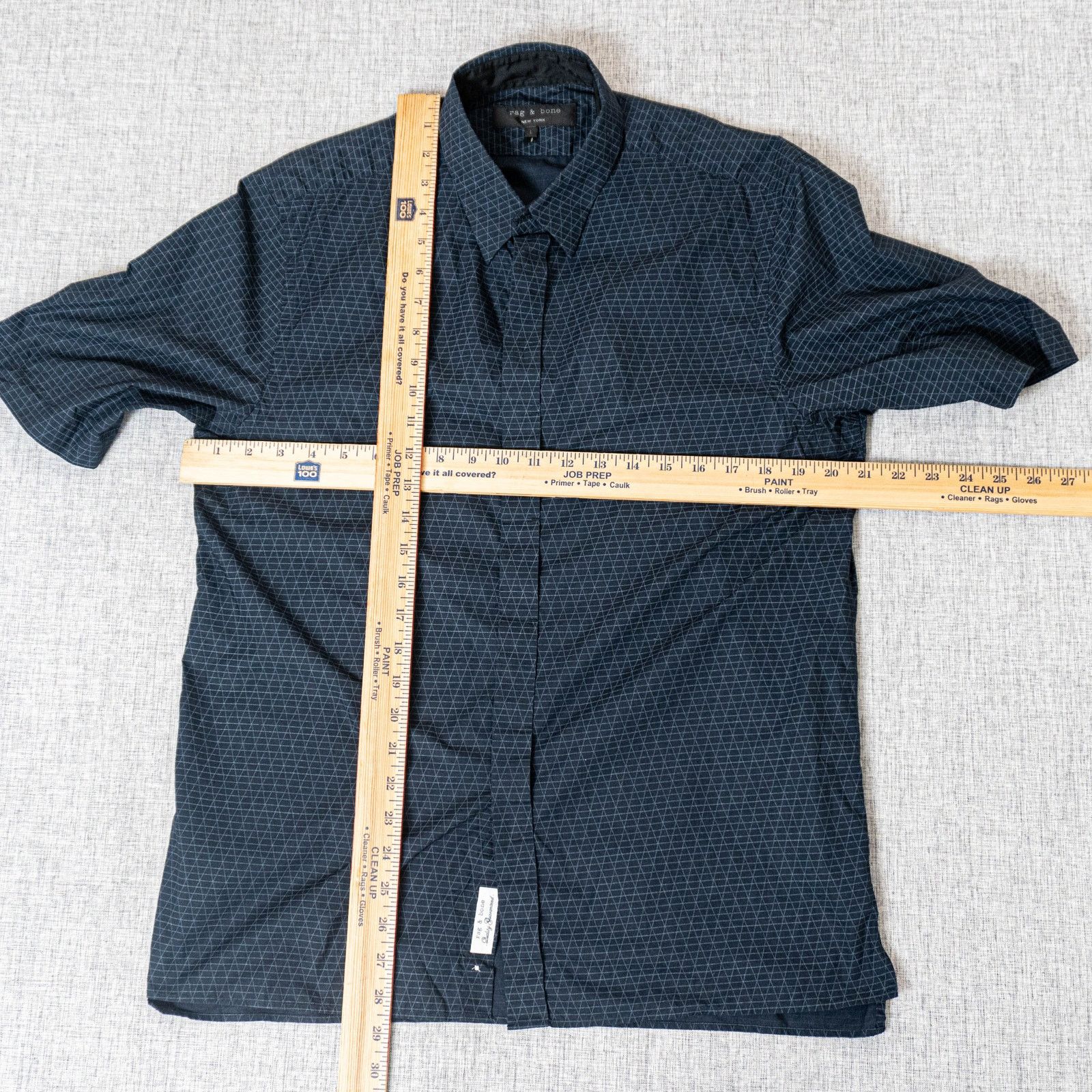 Rag & Bone Rag & Bone NY Short Sleeve Button up Shirt Navy Geo Print L Size US L / EU 52-54 / 3 - 6 Thumbnail