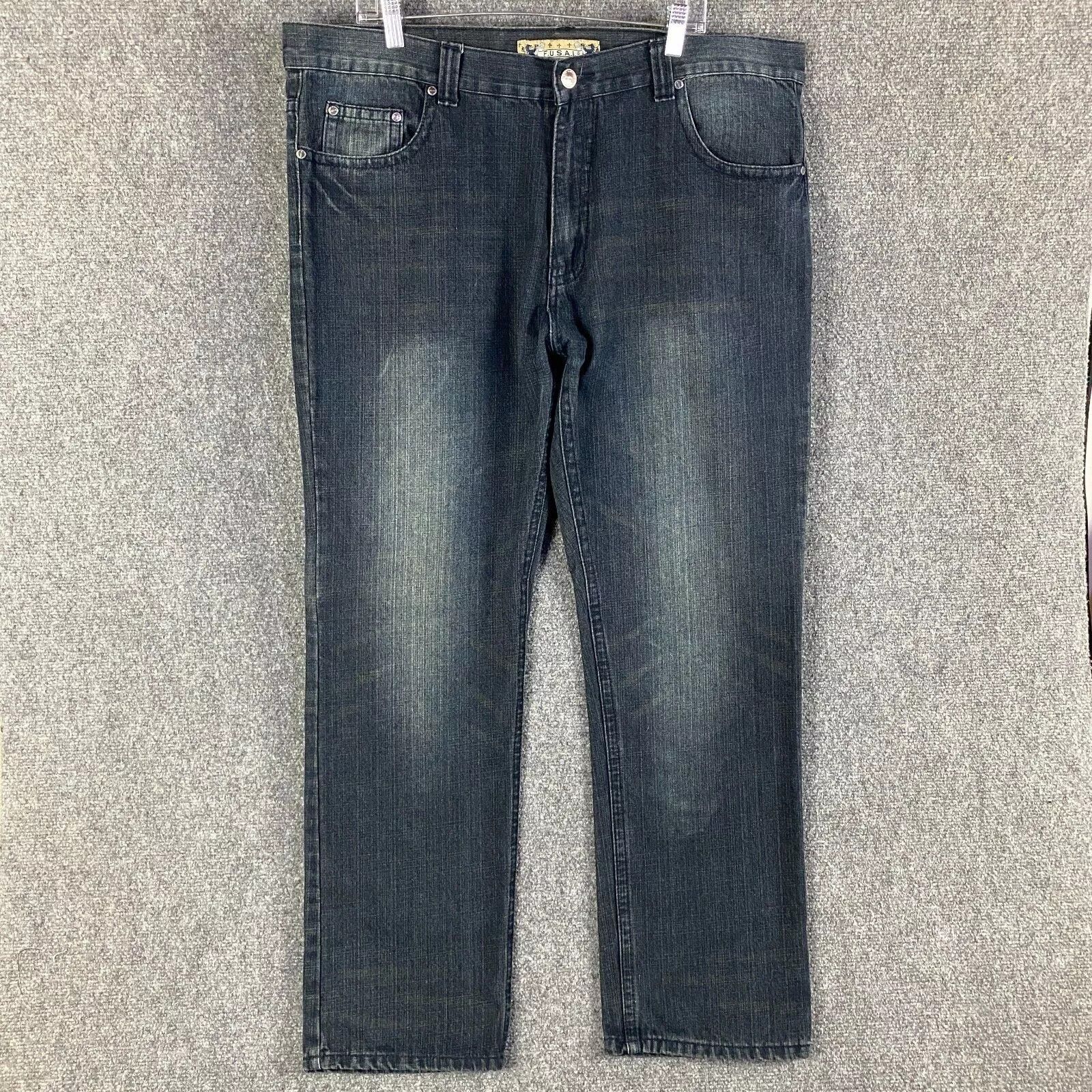 FUSAI FUSAI Jeans Men's 42x32 Straight Leg Denim Dark Wash Size US 42 / EU 58 - 1 Thumbnail