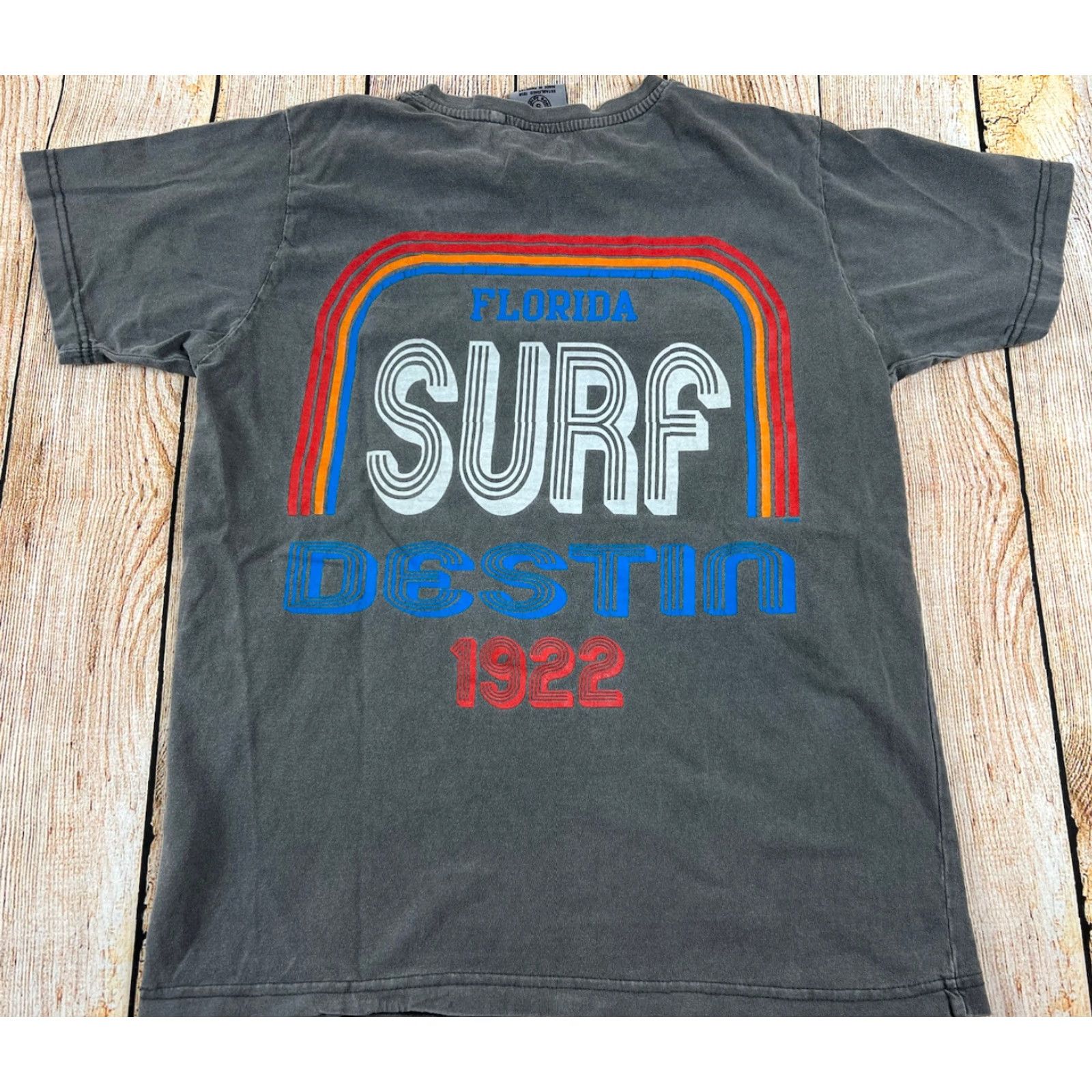 destin Alvin’s Island Collection T-Shirt Grey Small Unisex Adults Florida Destin 1922 Surf Pattern Solid Short Sleeve Grey S Size US S / EU 44-46 / 1 - 2 Thumbnail