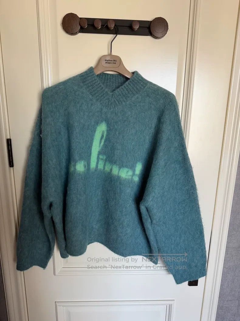 Martine Rose Martine Rose Lake blue jacquard monogrammed mohair sweater Size S / US 4 / IT 40 - 1 Thumbnail