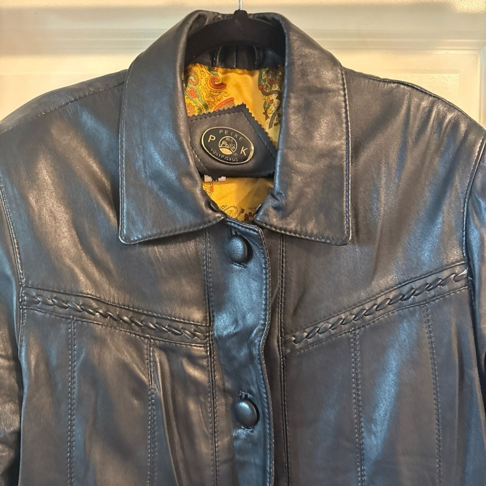 Other Vntg braided leather mid length black leather jkt Size med. Size M / US 6-8 / IT 42-44 - 2 Thumbnail