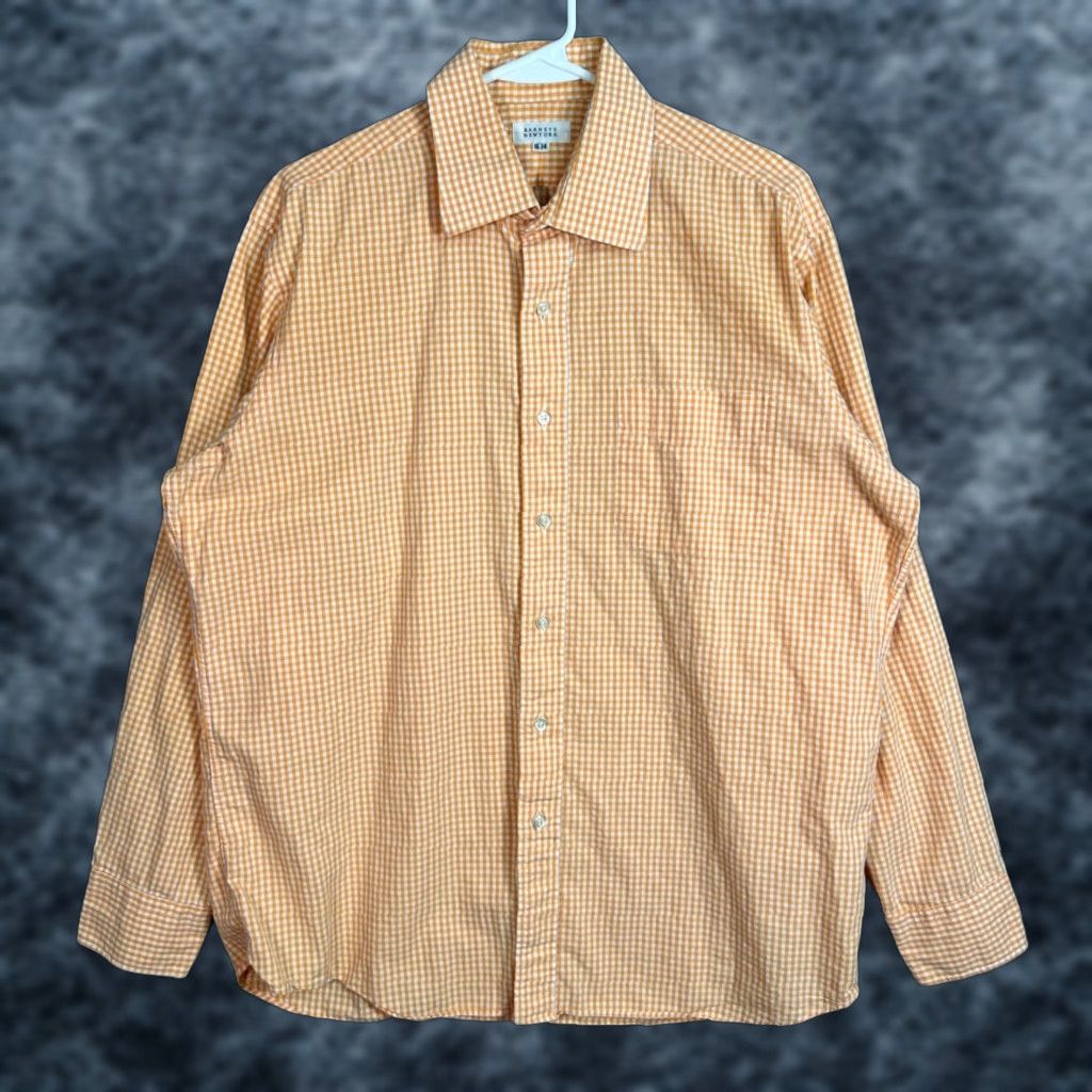 Vintage Barneys New York Orange Gingham Button-Up Shirt Mens Size 16/34 Cotton Long Sleeve Size US L / EU 52-54 / 3 - 1 Thumbnail