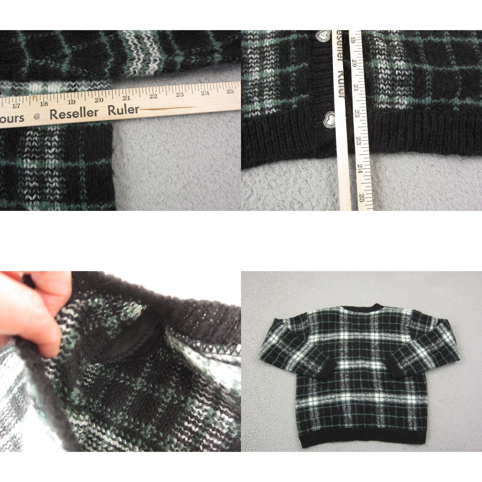 Vintage VINTAGE Christopher & Banks Cardigan Womens M Black Plaid Wool Sweater Size M / US 6-8 / IT 42-44 - 8 Thumbnail