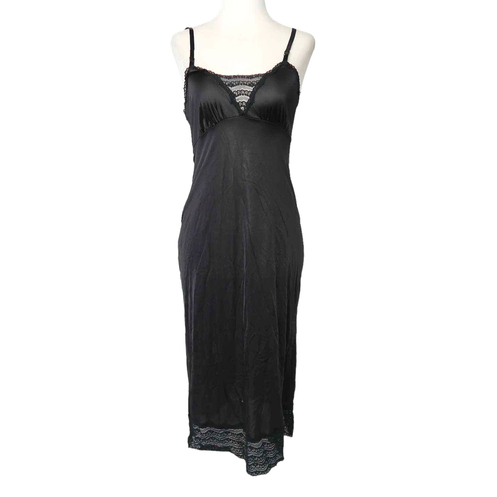 Henson VINTAGE 80s Henson Kickernick black lace trim midi slip dress S Size S / US 4 / IT 40 - 2 Thumbnail