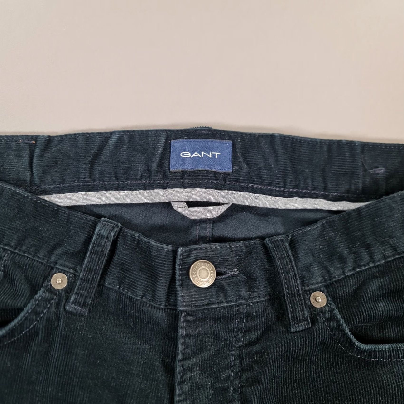 Gant Gant Mens Trousers Navy Blue W34 L32 Slim Fit Corduroy Pants Cotton Ax Cords Dry Cleanable? Size US 34 / EU 50 - 4 Thumbnail
