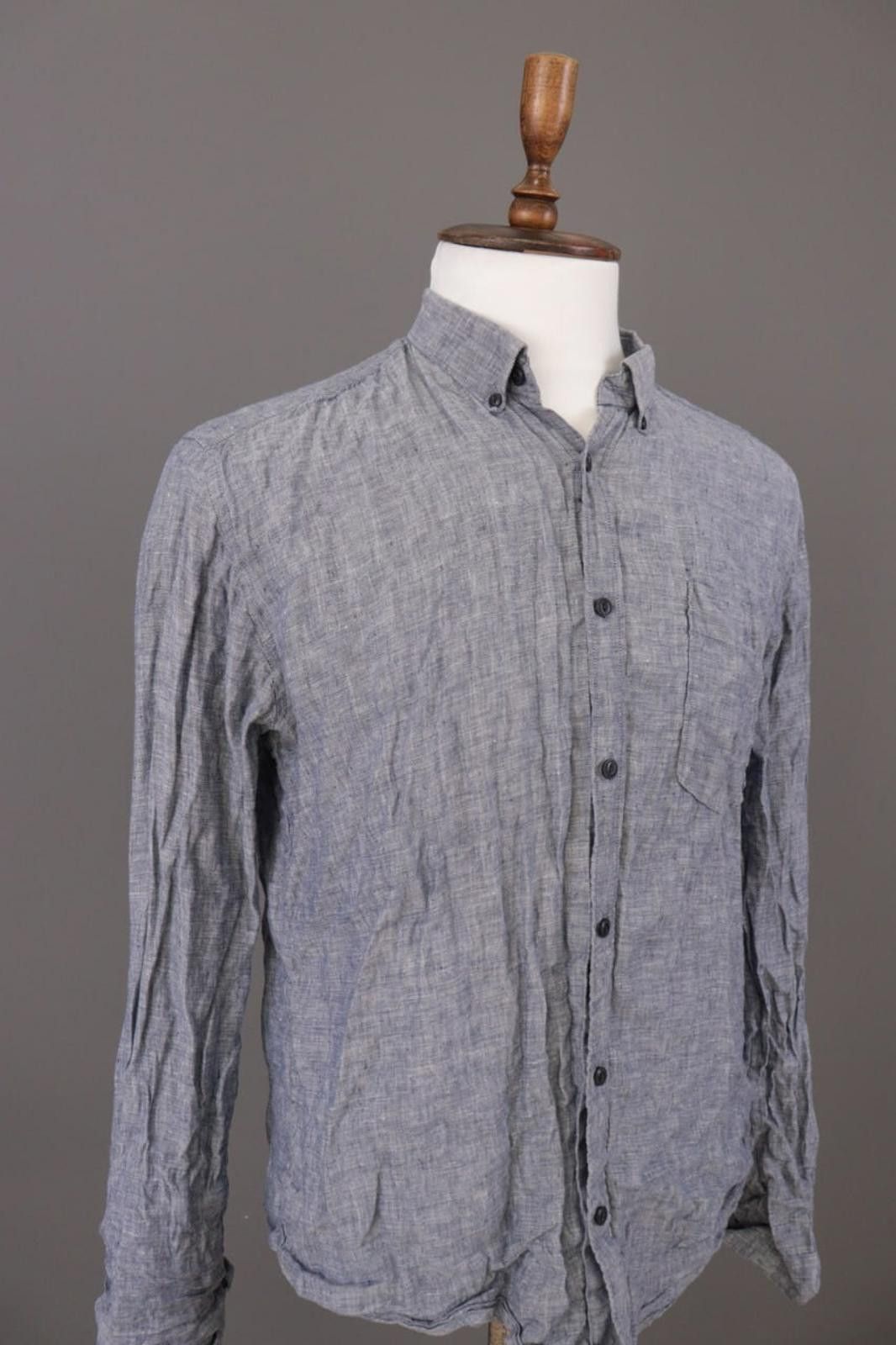 Barbour Beacon Brand Barbour Gray Slim Fit Linen Casual Shirt Size L Size US L / EU 52-54 / 3 - 7 Thumbnail