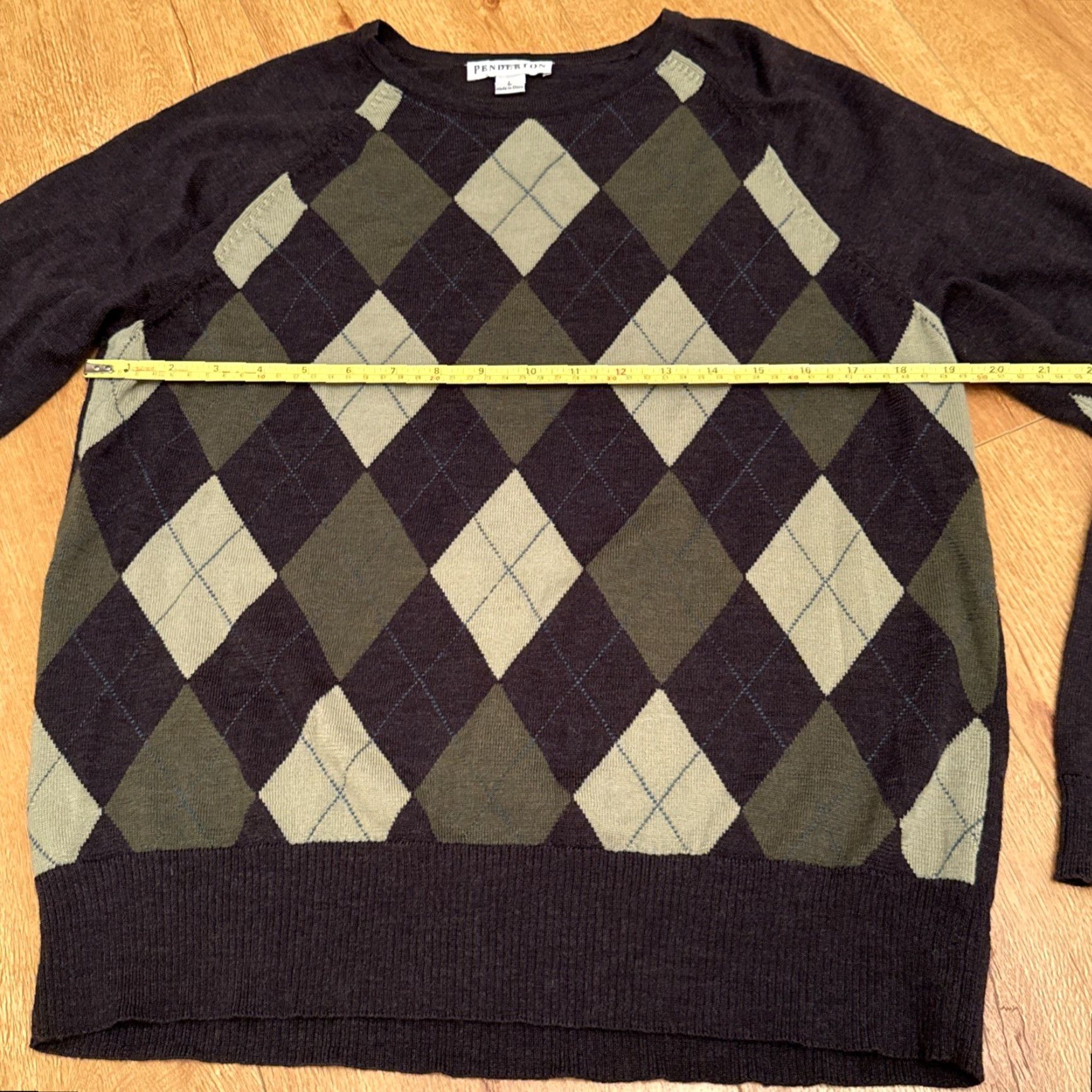 Pendleton Pendleton Sweater Womens Large Grey Green Argyle Merino Wool Preppy Crew Neck Pullover Size L / US 10 / IT 46 - 5 Thumbnail