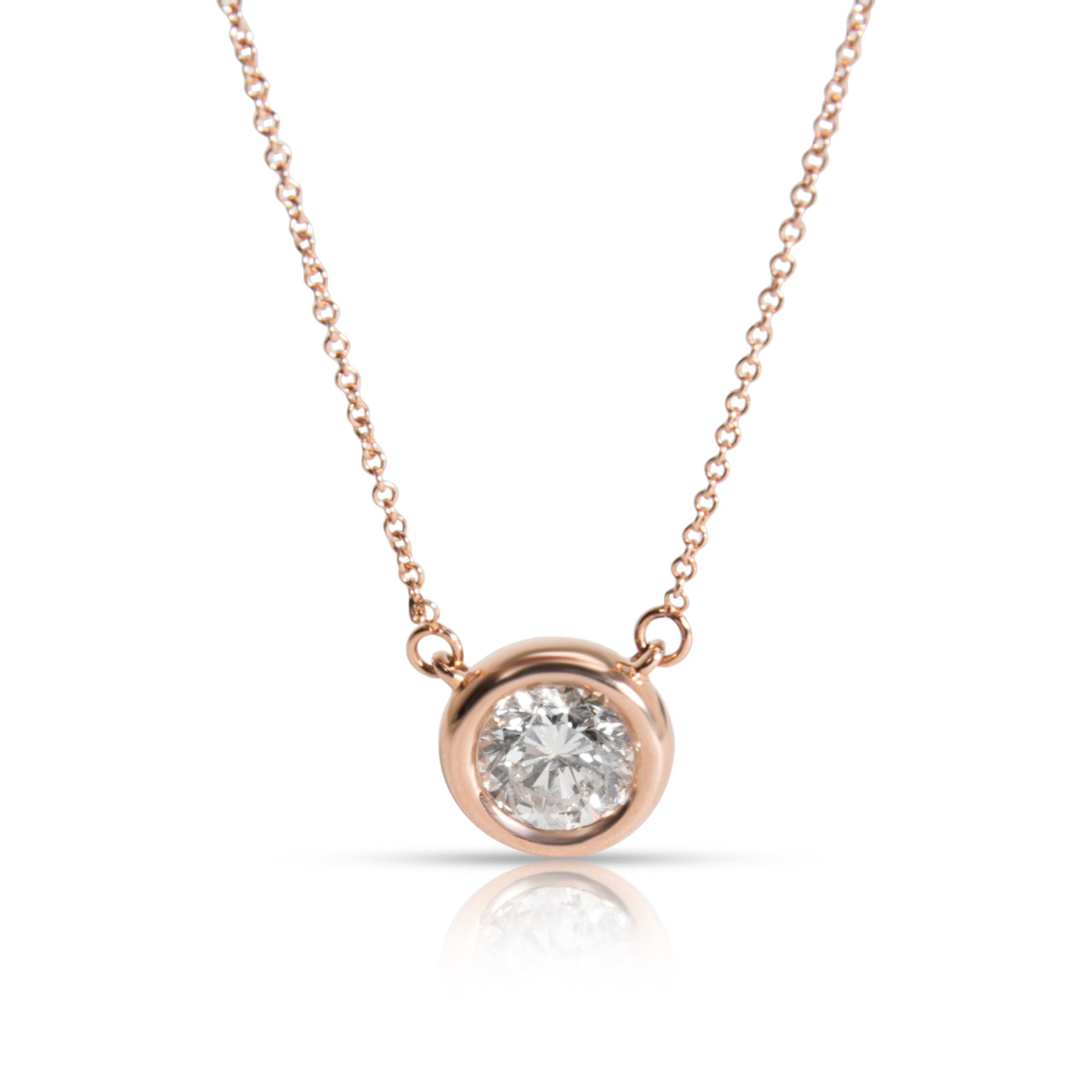 Solitaire Bezel Pendant on Chain in 14K Pink Gold G/H SI1-2 1.04 CT