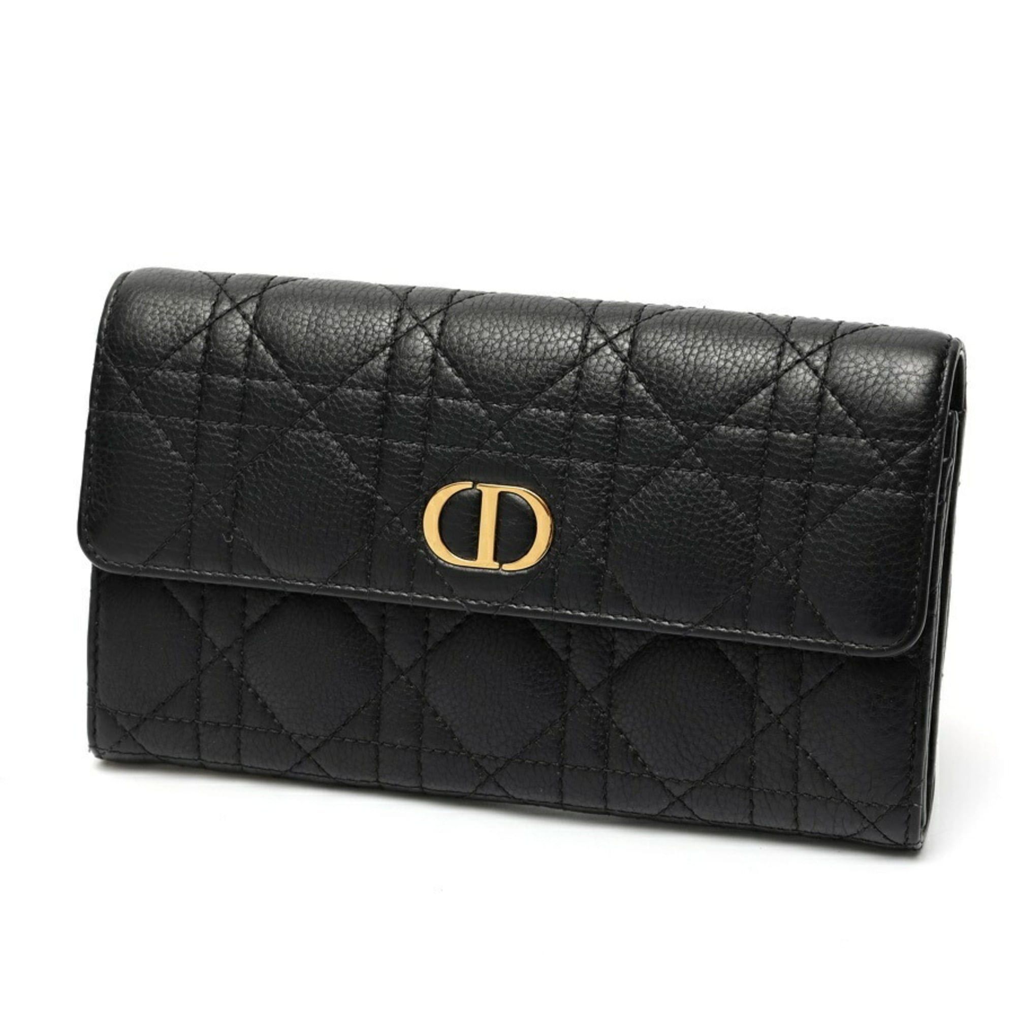 Dior Christian Dior Dior DIOR Caro Long Flap Wallet S5039UWHC_M900 Cannage Calfskin Black Size ONE SIZE - 1 Thumbnail