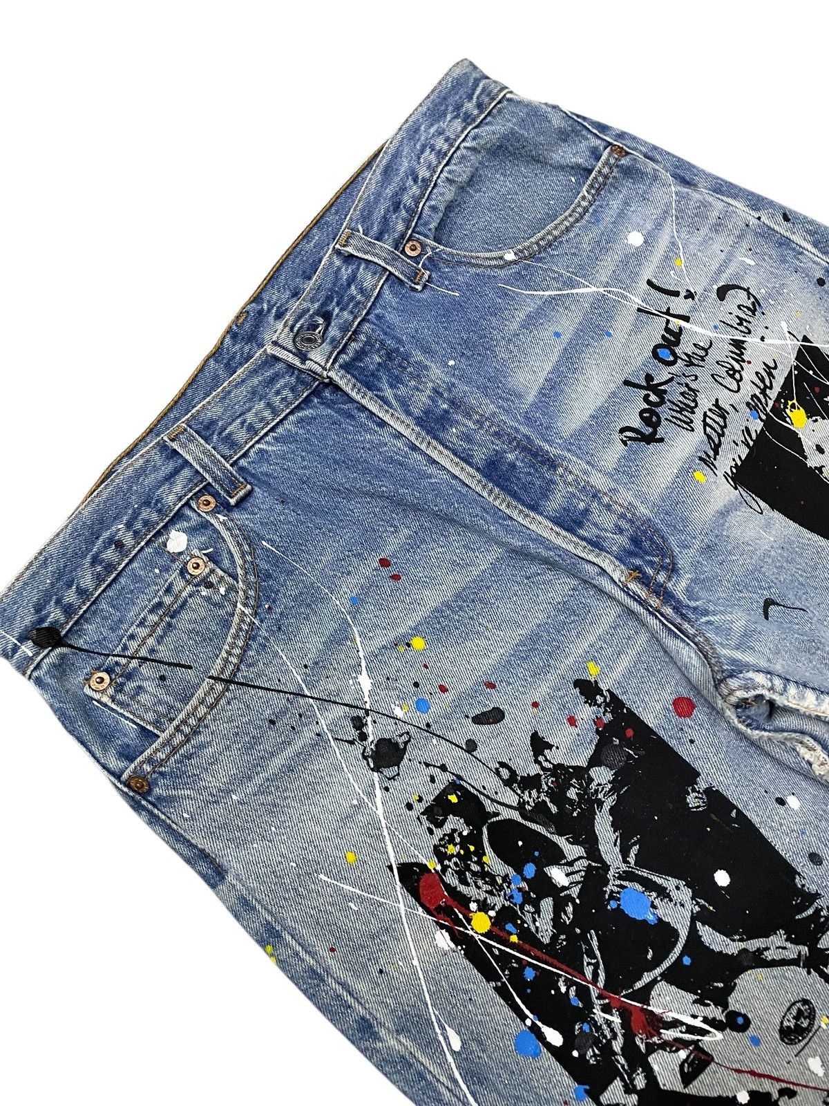 Hysteric Glamour × Levi's × Seditionaries Vintage Levis 501 Riot Poems Paint Splatter Jeans Size US 34 / EU 50 - 15 Thumbnail