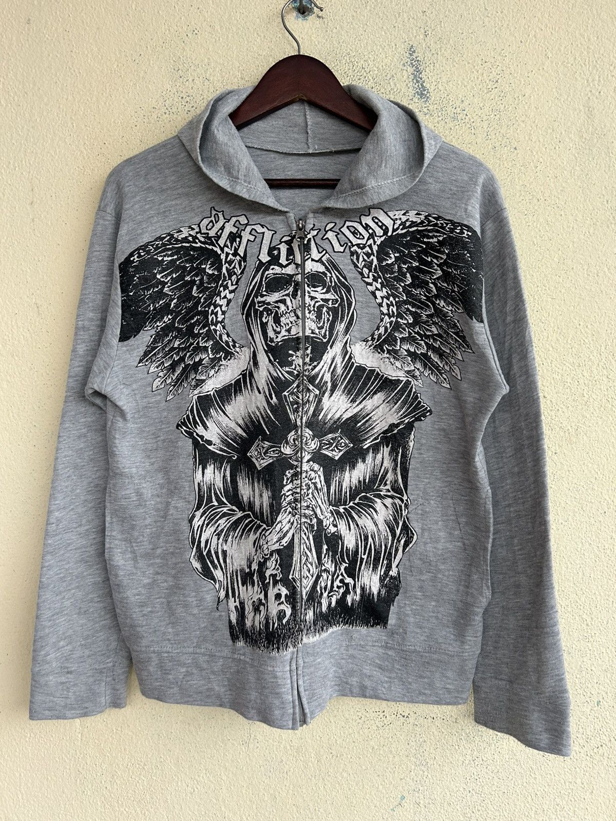 Japanese Brand Affliction Aleksander Melianenko MMA Skull Zip Up Hoodie Size US XS / EU 42 / 0 - 1 Thumbnail