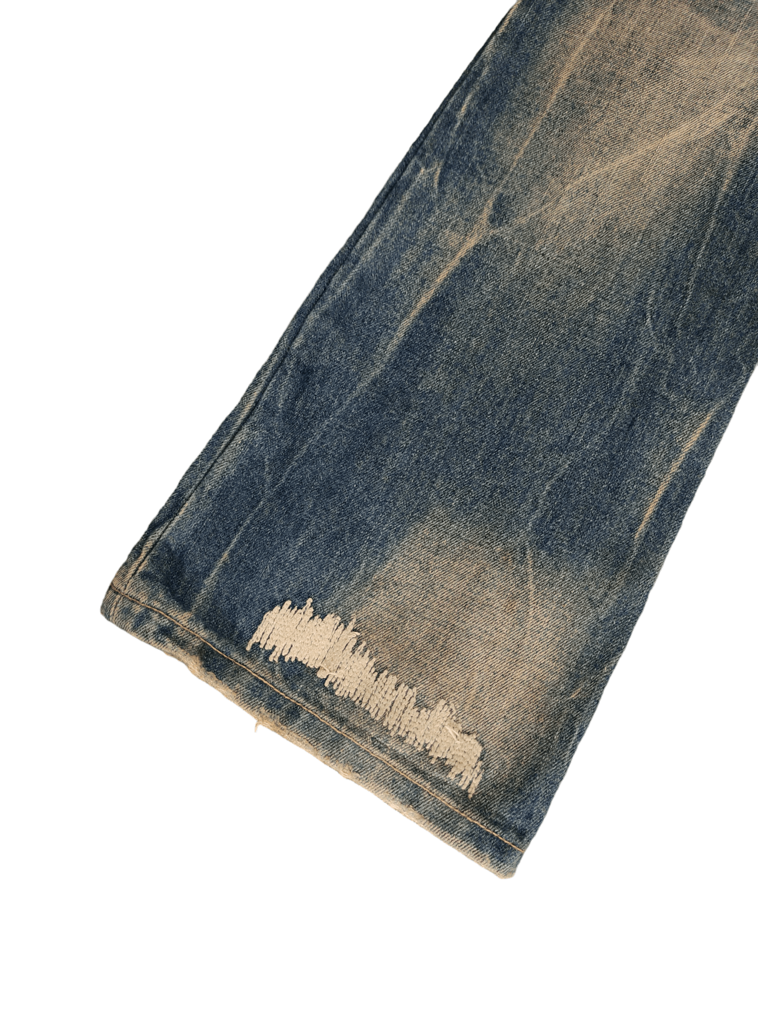 GOSTAR DE FUGA Flare Jeans Fuga Boro Sew Distress Faded Denim Bootcut Y2k Size US 31 - 17 Thumbnail