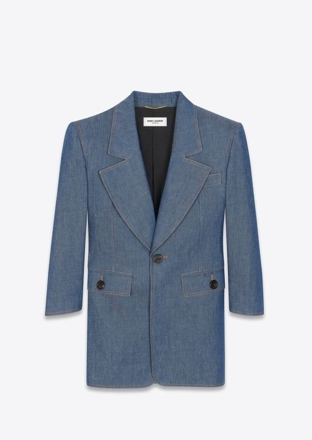 Saint Laurent Paris o1s1wg111024 Single Breasted Blazer in Denim Blue Size M / US 6-8 / IT 42-44 - 1 Thumbnail