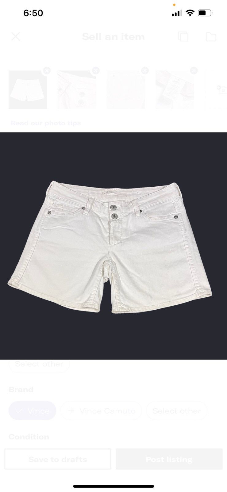 Vince Vince White Jean Shorts w/Belt Loops 5 Pocket size 26 Size 26" / US 2 / IT 38 - 1 Thumbnail