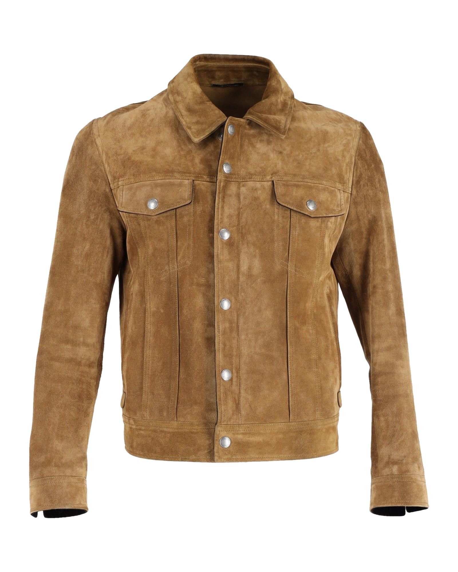 image of Tom Ford Premium Brown Suede Trucker Jacket, Men's (Size Small)