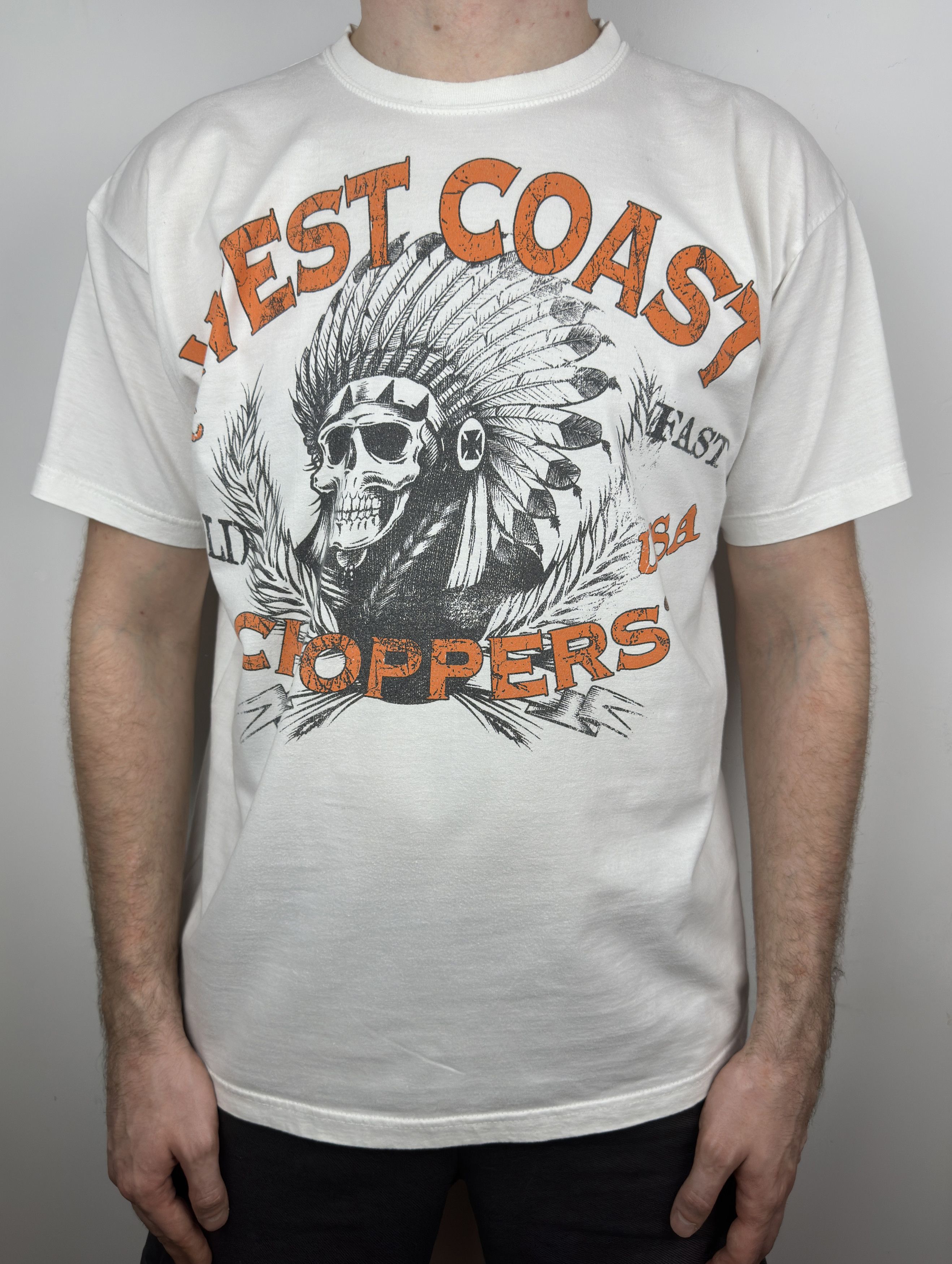 West Coast Choppers Vintage West Coast Choppers Skull Graphic T Shirt Tee Size US L / EU 52-54 / 3 - 3 Thumbnail