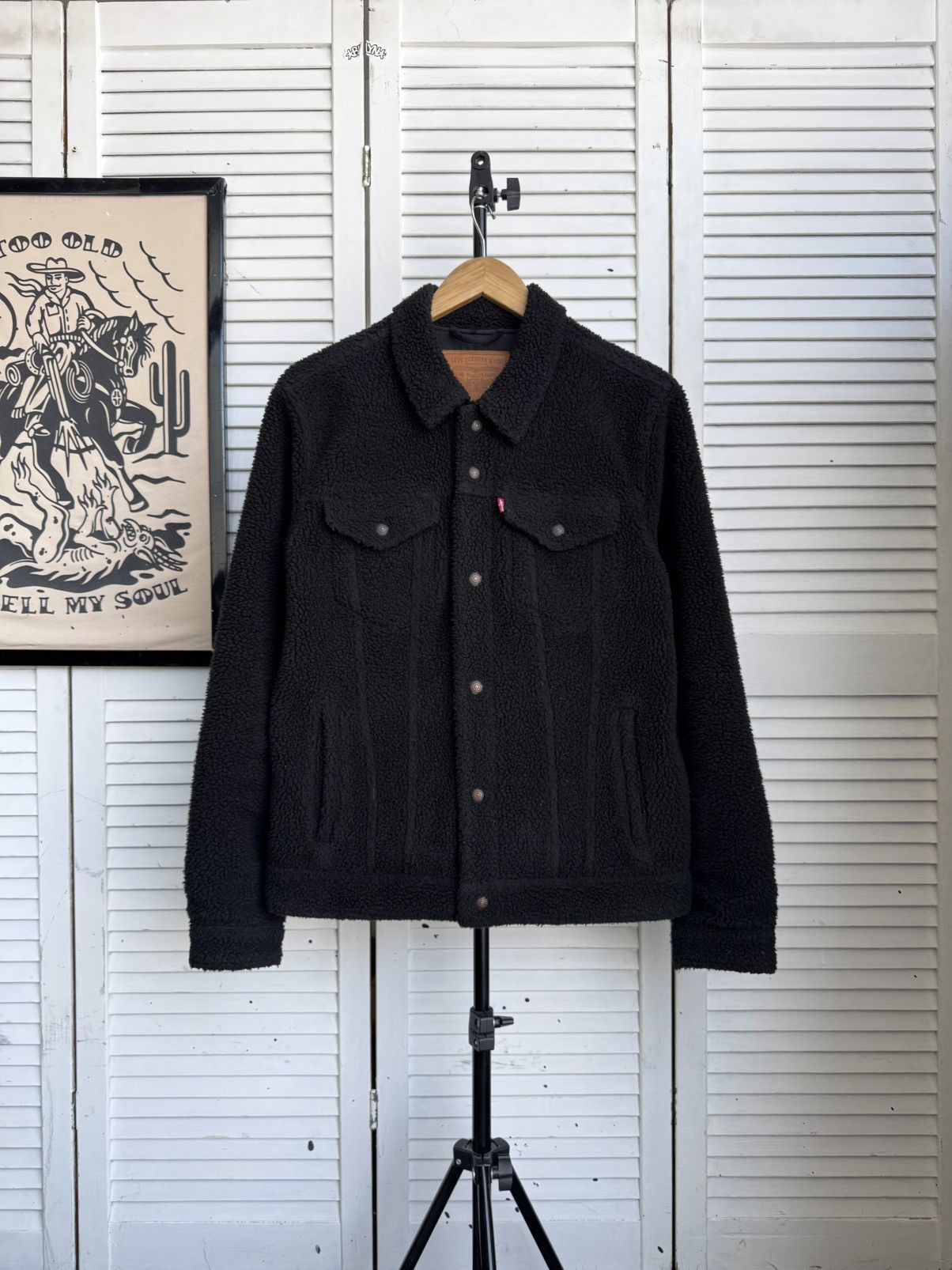 Levi's Levi’s Sherpa Fleece Trucker Jacket Black Size US M / EU 48-50 / 2 - 1 Thumbnail