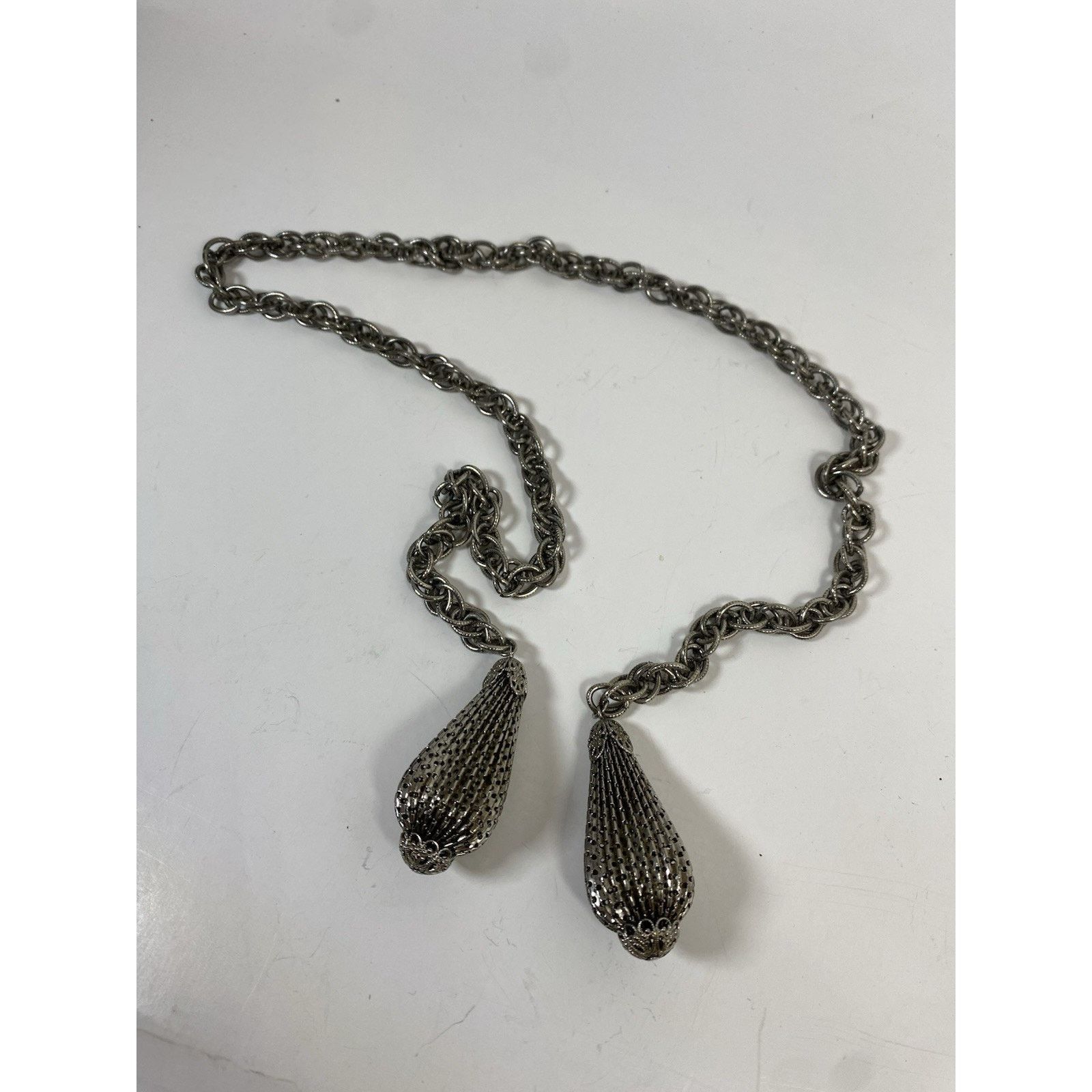 Other Vintage Silver Tone Lariat Necklace 32in Size ONE SIZE - 6 Thumbnail
