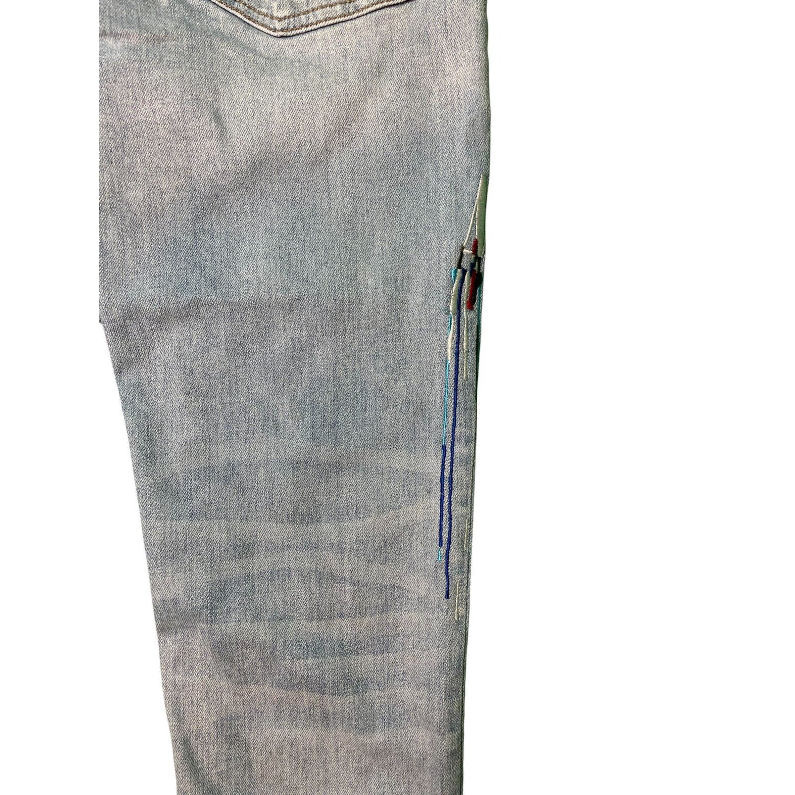Amiri Amiri Side Logo Paint Drip Light Wash Jeans Size US 32 / EU 48 - 7 Thumbnail