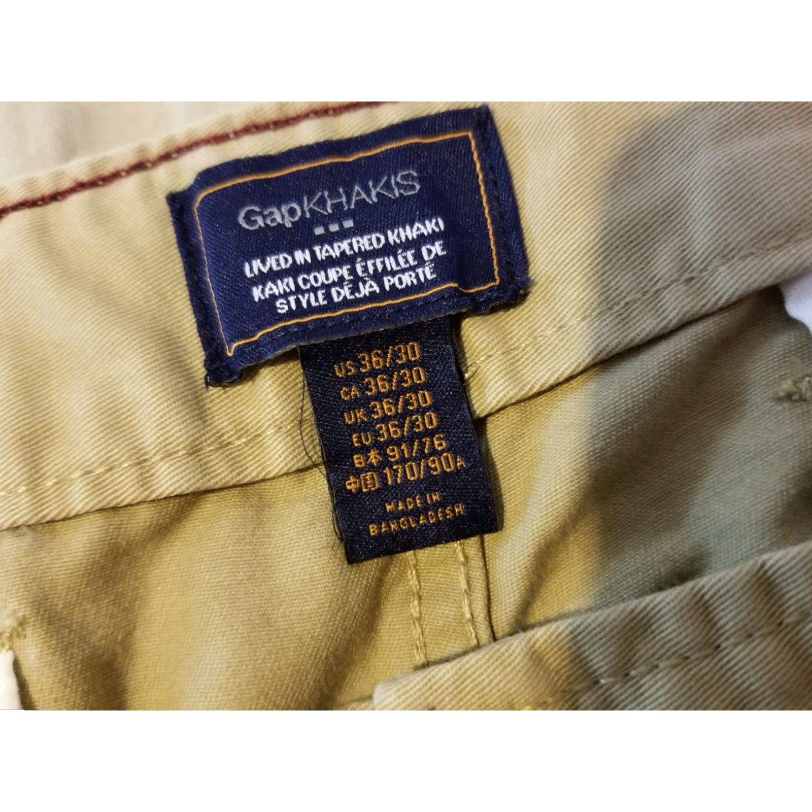 Gap Gap Mens Chino Pants 36x30 Khaki Beige Straight Leg 5-Pocket Flat Front Slim Classic Trousers Slim Fit Dress Casual Everyday Size US 36 / EU 52 - 5 Thumbnail