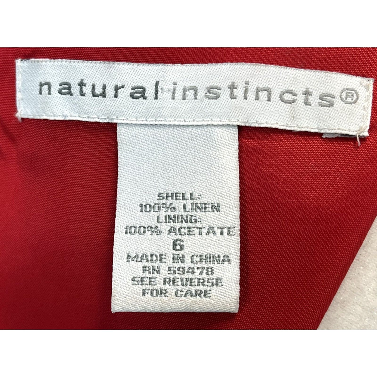 Vintage Natural Instinct Linen Dress - Dress - Women - Size 6 - Red - Sleeveless - Knee Length - Shirt Dress Size M / US 6-8 / IT 42-44 - 8 Thumbnail