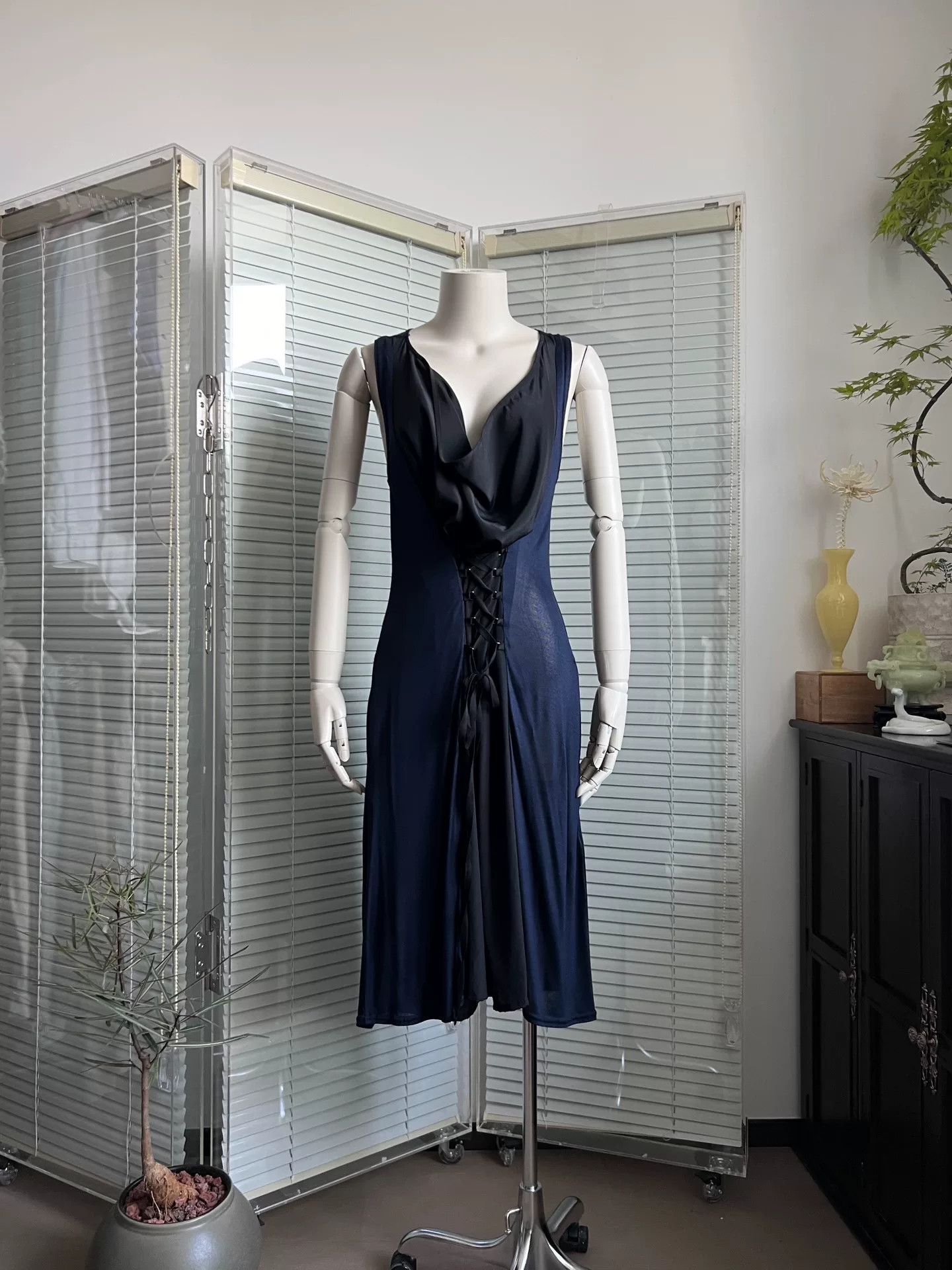 Limi Feu LIMIfeu Draped Neck Spliced Tie Strap Knit Dress Size S / US 4 / IT 40 - 1 Thumbnail