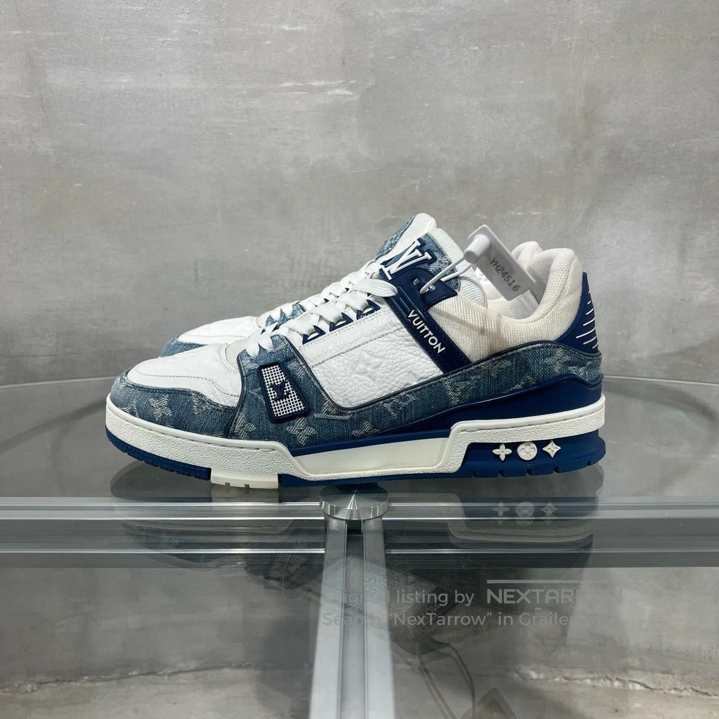 Louis Vuitton Louis Vuitton trainer White and Blue Jeans Board Shoes Size US 10.5 / EU 43-44 - 3 Thumbnail