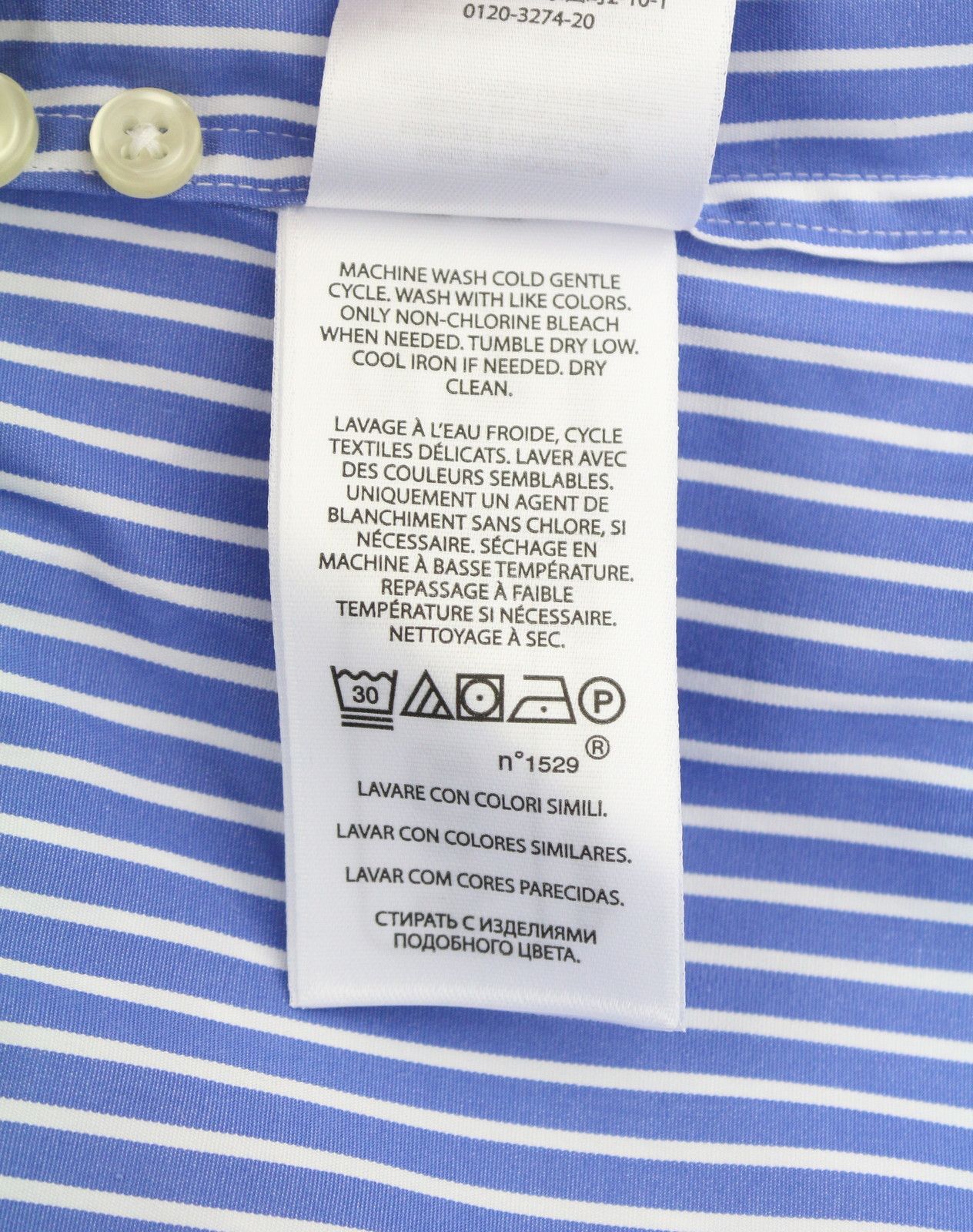 Ralph Lauren M Blue Striped Cutaway Neck Custom Fit Button-Up 87016 Size US M / EU 48-50 / 2 - 11 Thumbnail