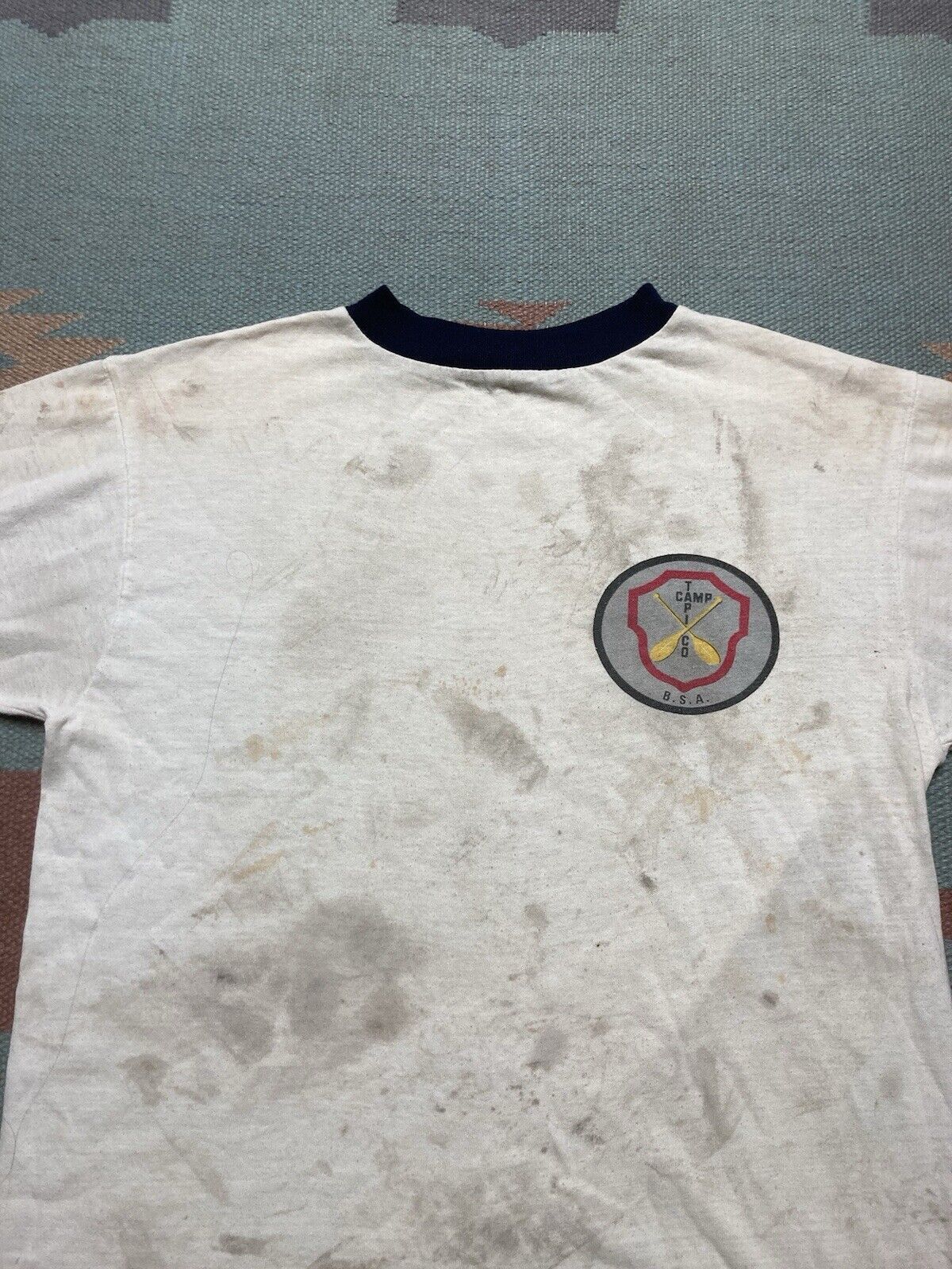 Vintage 70s ringer t shirt Boy Scouts Camp Tapico stain distressed L Size US L / EU 52-54 / 3 - 3 Thumbnail