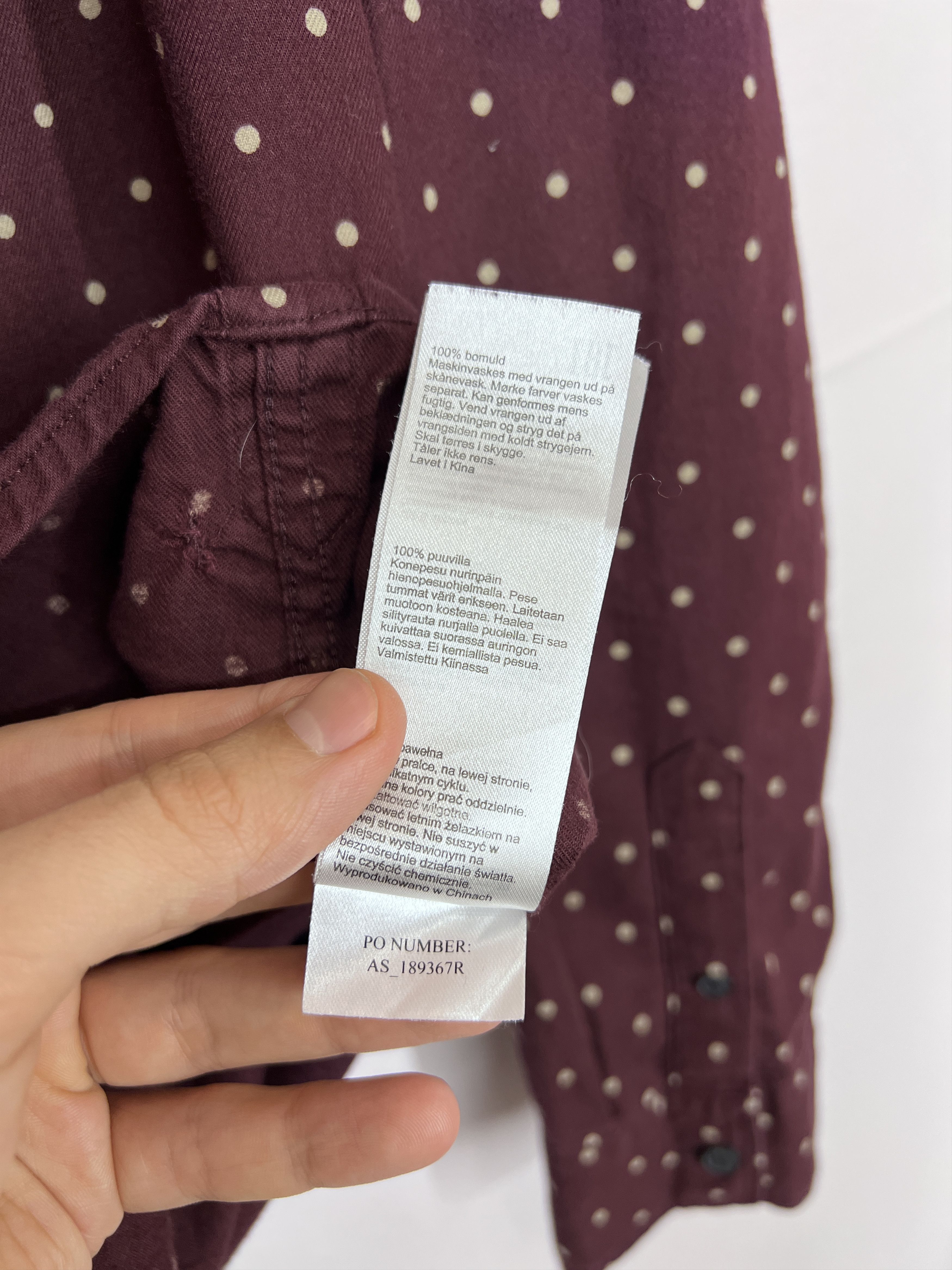 Allsaints Allsaints Bethel Shirt LS Burgundy & White Polka Dot Size US M / EU 48-50 / 2 - 16 Thumbnail