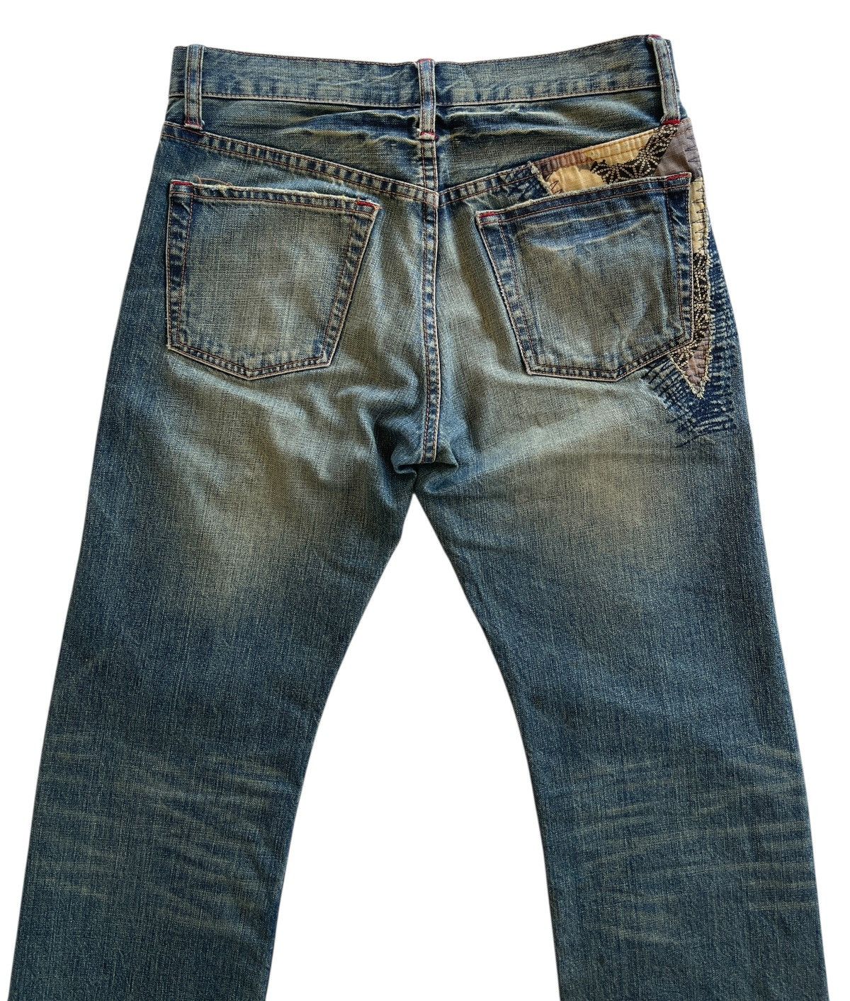 Japanese Brand Takeo Kikuchi Patchwork Distressed Sashiko Boro Denim Size US 30 / EU 46 - 6 Thumbnail